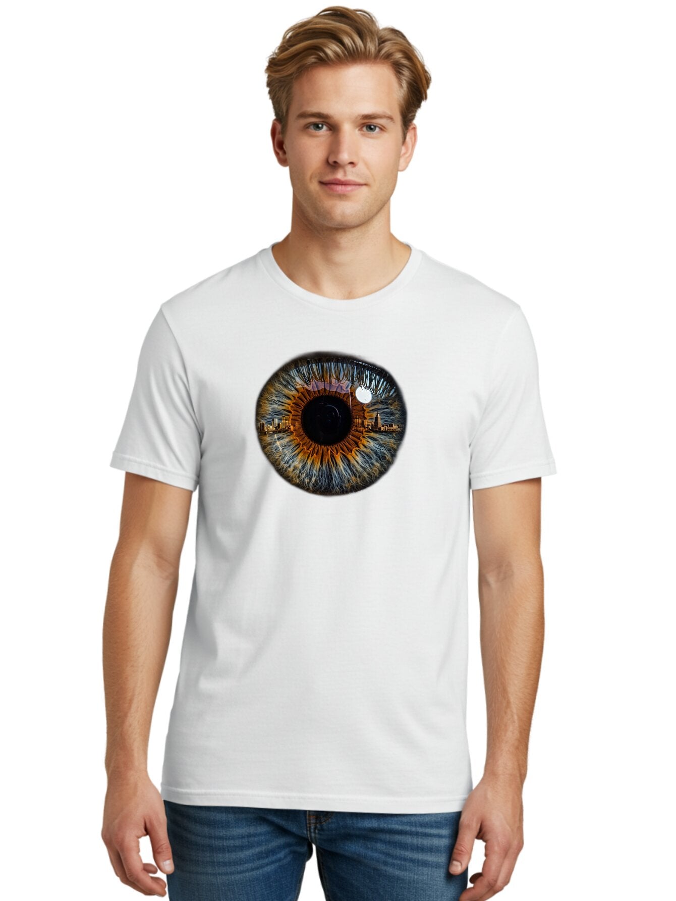Cityscape-Eye-1 Men'S Graphic Tee, 100% Cotton, Comfortable Casual Summer Wear, Machine Washable, Vintage Camera, Old Camera, Antique Camera, Black Camera, Classic Photography, Photography Equipment, Nostalgic Device, Film Camera, Camera Art Bao239 26