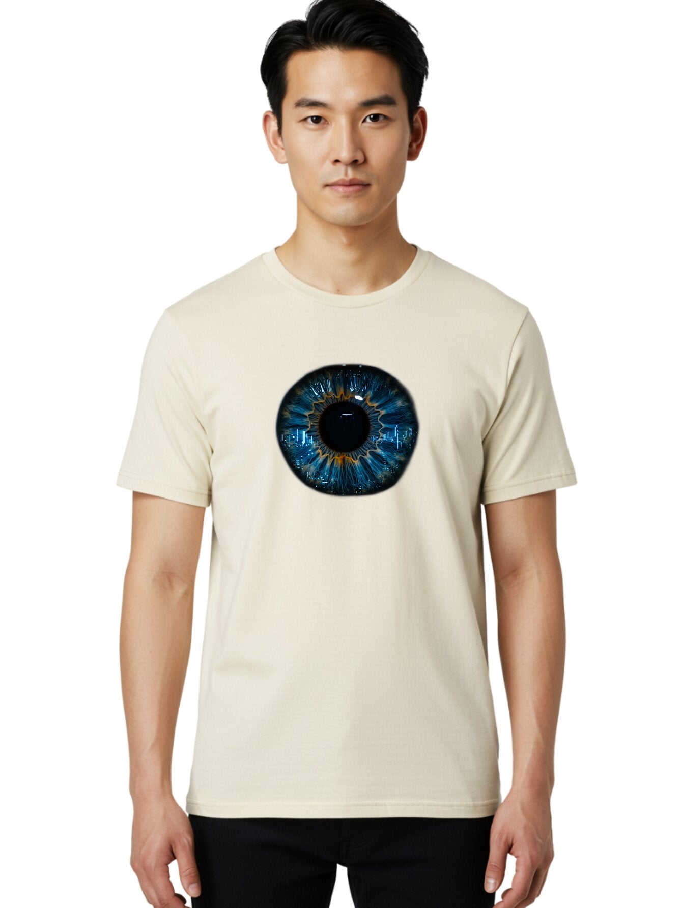 Cityscape-Eye-2 Men'S Graphic Tee, 100% Cotton, Comfortable Casual Summer Wear, Machine Washable, Vintage Camera, Old Camera, Antique Camera, Black Camera, Classic Photography, Photography Equipment, Nostalgic Device, Film Camera, Camera Art Bao240 29