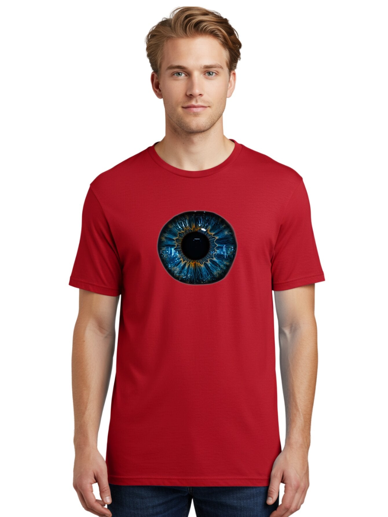 Cityscape-Eye-2 Men'S Graphic Tee, 100% Cotton, Comfortable Casual Summer Wear, Machine Washable, Vintage Camera, Old Camera, Antique Camera, Black Camera, Classic Photography, Photography Equipment, Nostalgic Device, Film Camera, Camera Art Bao240 16