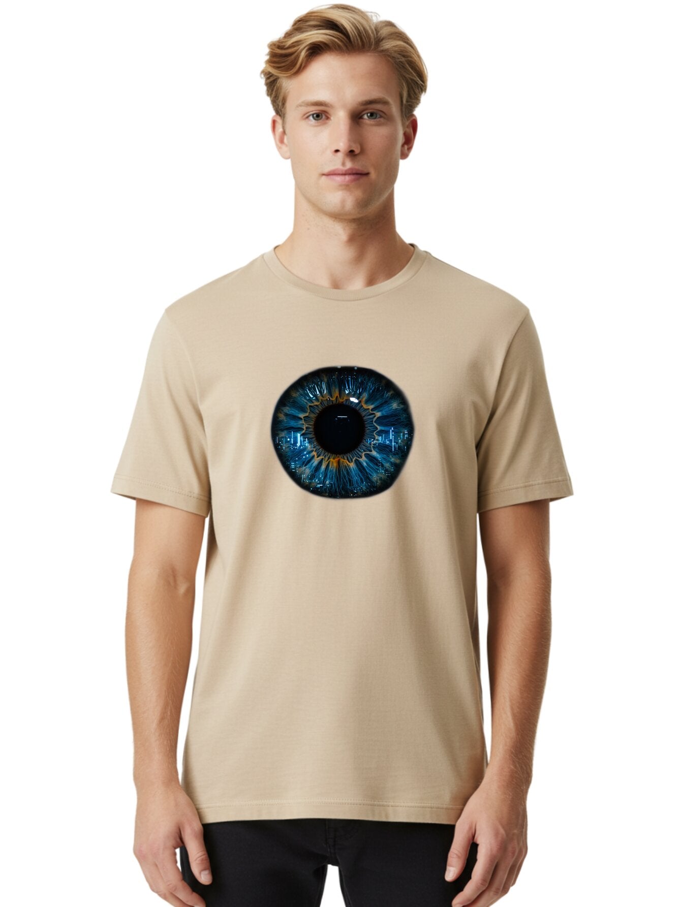 Cityscape-Eye-2 Men'S Graphic Tee, 100% Cotton, Comfortable Casual Summer Wear, Machine Washable, Vintage Camera, Old Camera, Antique Camera, Black Camera, Classic Photography, Photography Equipment, Nostalgic Device, Film Camera, Camera Art Bao240 18