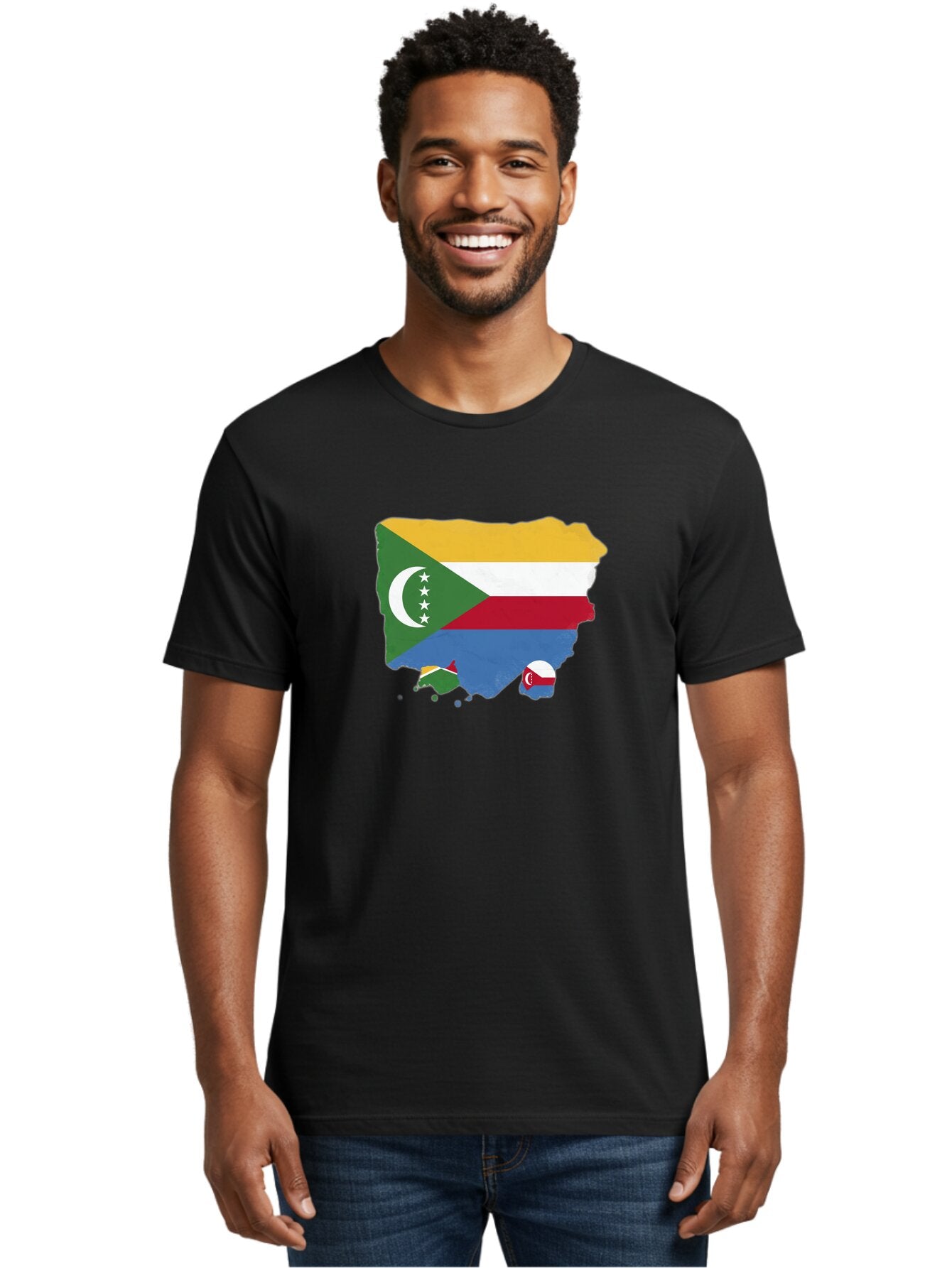 Comoros-Map-With-Flag Men'S Graphic Tee, 100% Cotton, Comfortable Casual Summer Wear, Machine Washable, Vintage Camera, Old Camera, Antique Camera, Black Camera, Classic Photography, Photography Equipment, Nostalgic Device, Film Camera, Bao260 21