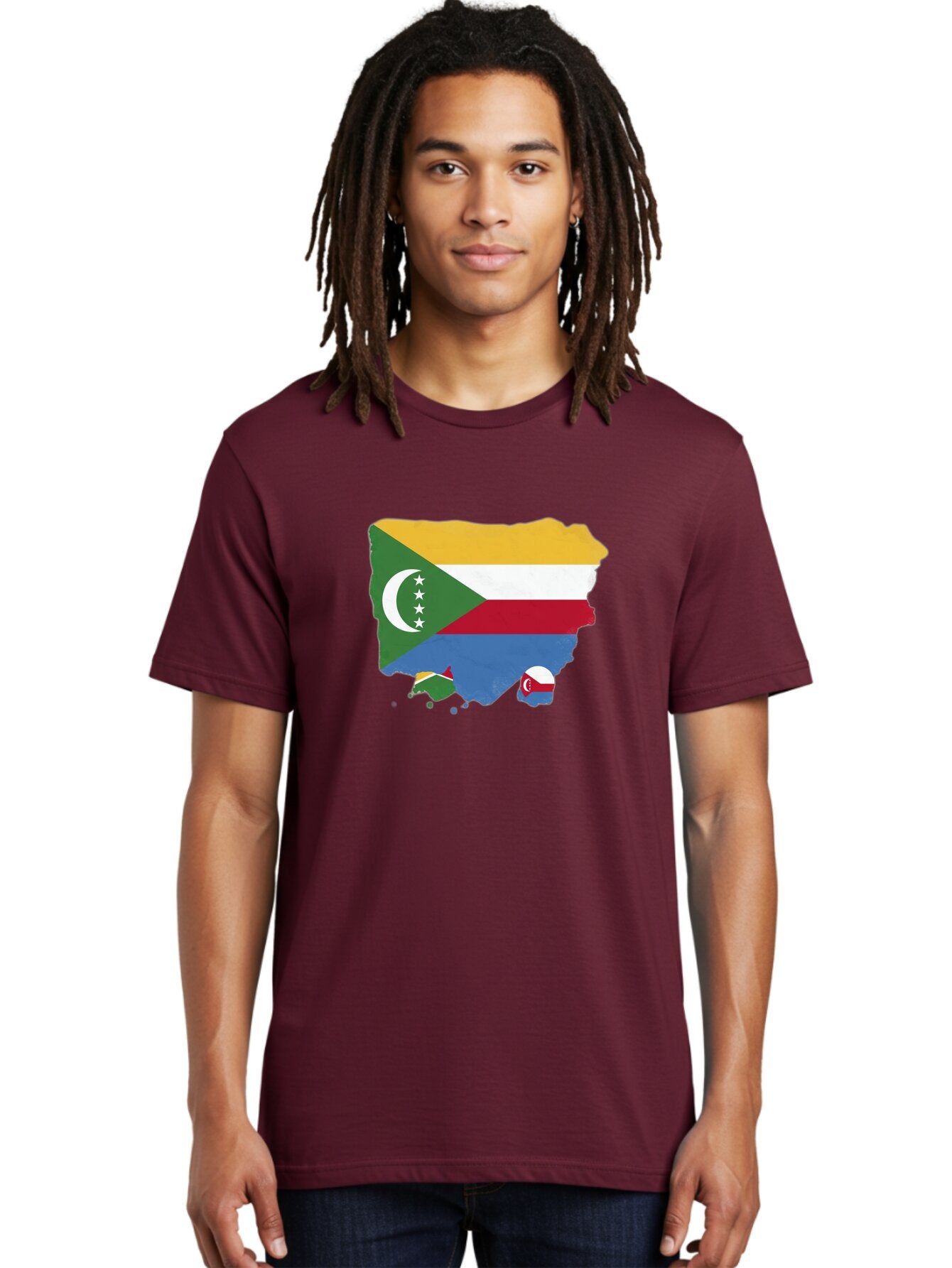 Comoros-Map-With-Flag Men'S Graphic Tee, 100% Cotton, Comfortable Casual Summer Wear, Machine Washable, Vintage Camera, Old Camera, Antique Camera, Black Camera, Classic Photography, Photography Equipment, Nostalgic Device, Film Camera, Bao260 20