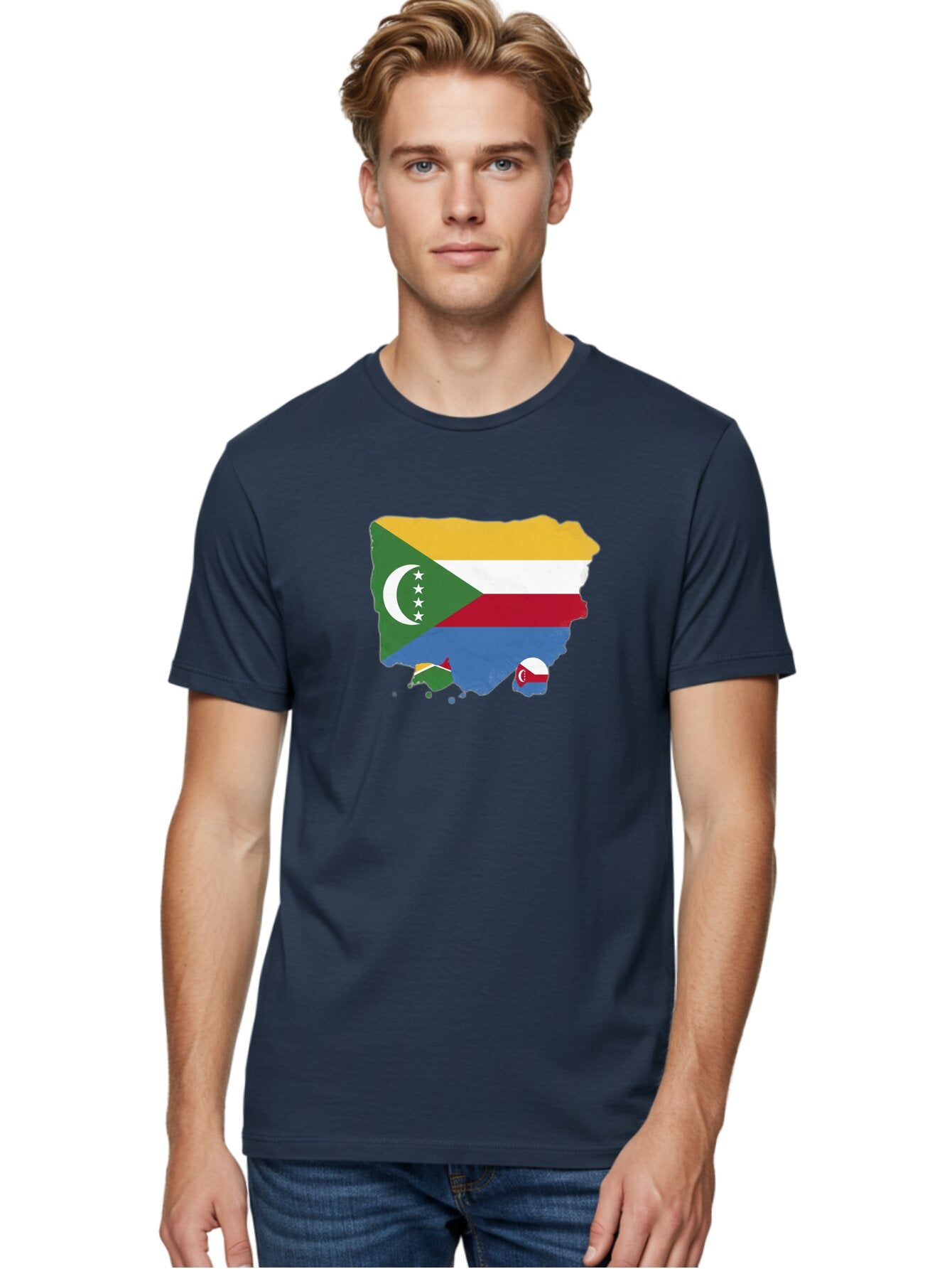 Comoros-Map-With-Flag Men'S Graphic Tee, 100% Cotton, Comfortable Casual Summer Wear, Machine Washable, Vintage Camera, Old Camera, Antique Camera, Black Camera, Classic Photography, Photography Equipment, Nostalgic Device, Film Camera, Bao260 28