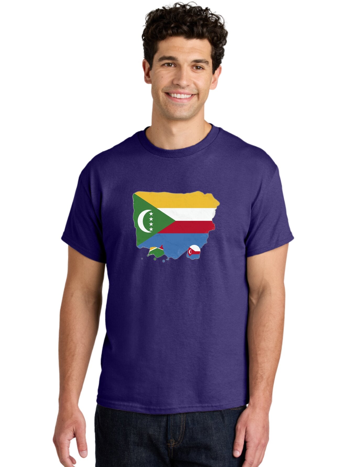 Comoros-Map-With-Flag Men'S Graphic Tee, 100% Cotton, Comfortable Casual Summer Wear, Machine Washable, Vintage Camera, Old Camera, Antique Camera, Black Camera, Classic Photography, Photography Equipment, Nostalgic Device, Film Camera, Bao260 17