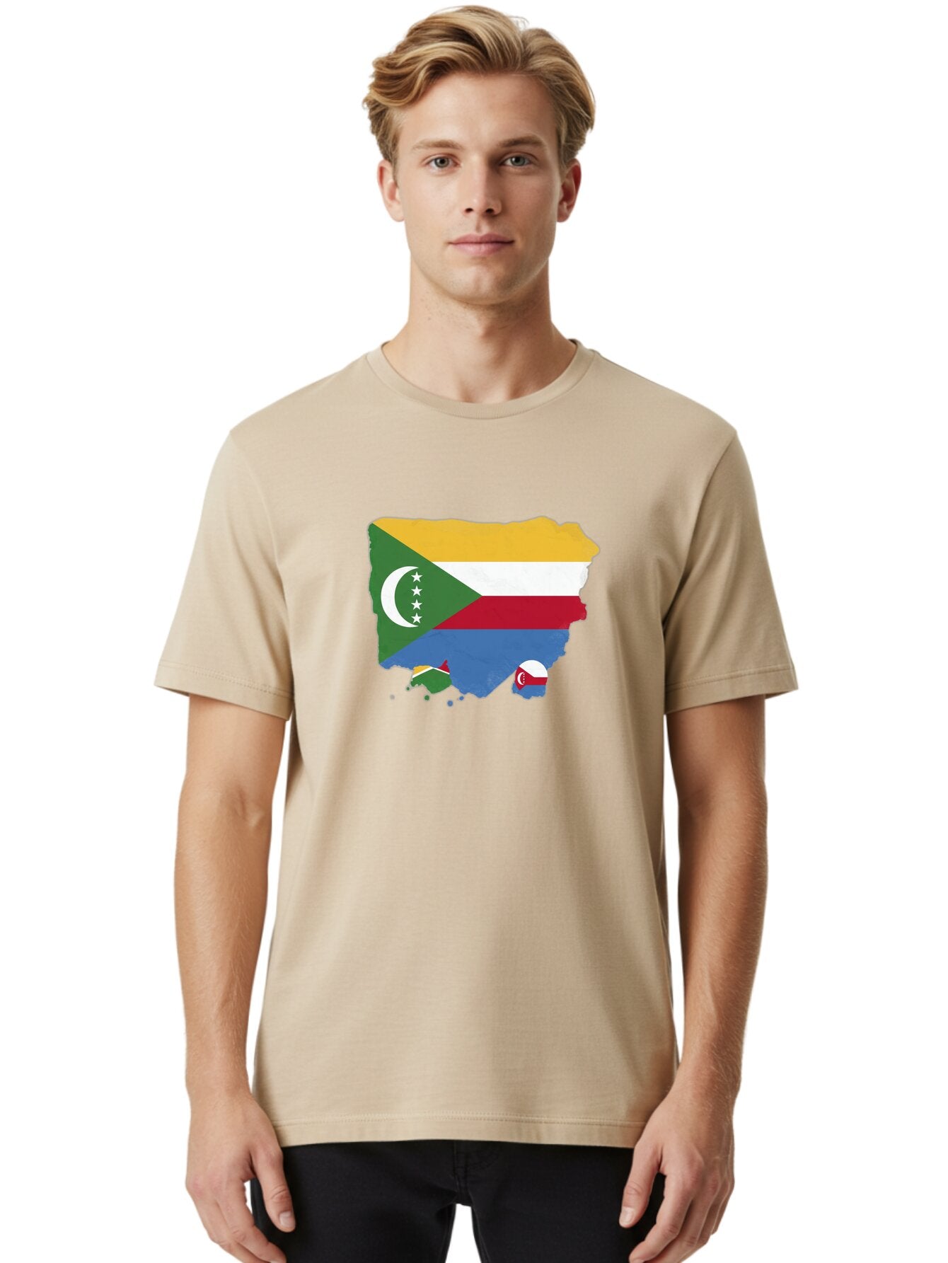Comoros-Map-With-Flag Men'S Graphic Tee, 100% Cotton, Comfortable Casual Summer Wear, Machine Washable, Vintage Camera, Old Camera, Antique Camera, Black Camera, Classic Photography, Photography Equipment, Nostalgic Device, Film Camera, Bao260 24
