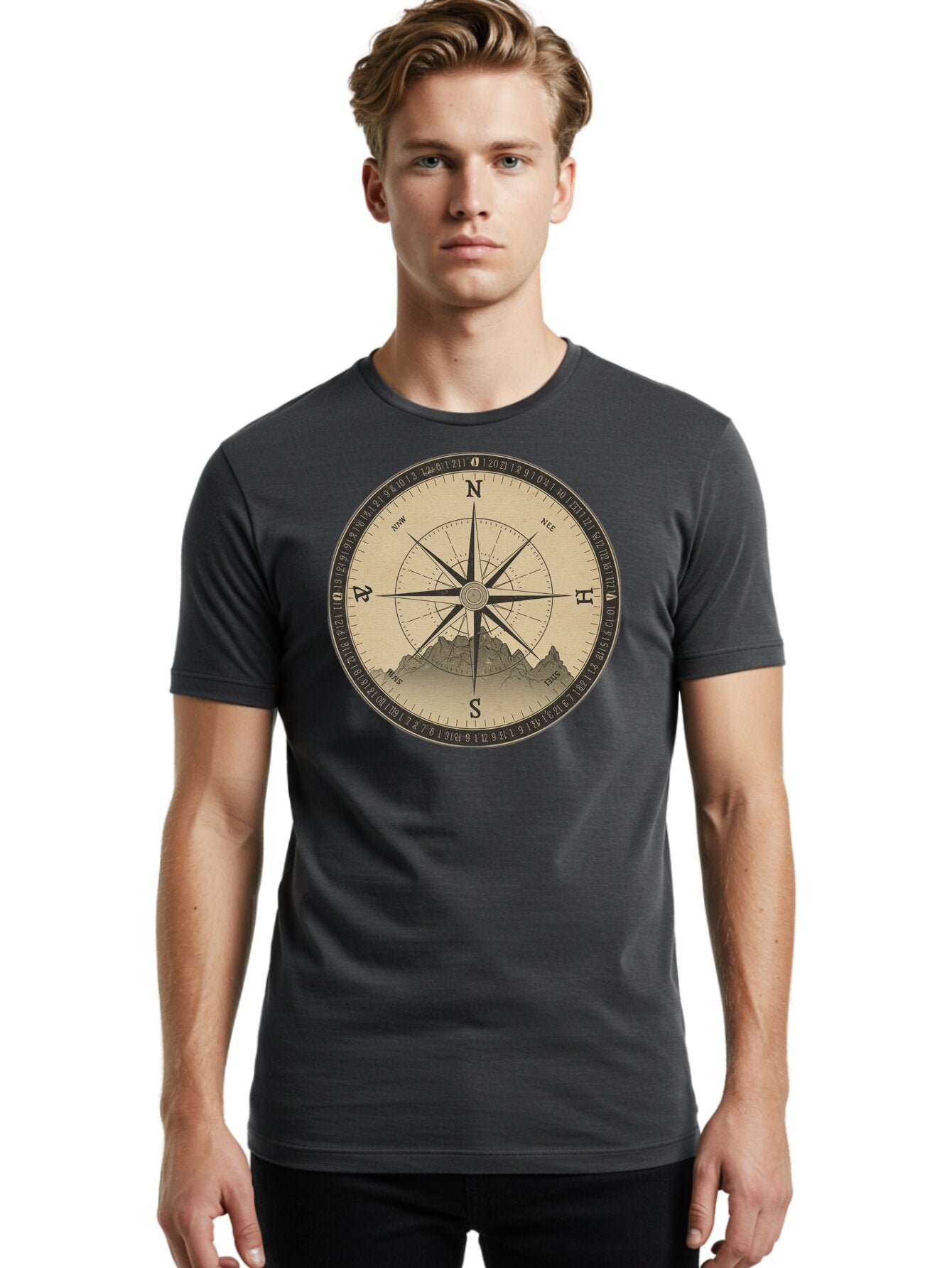Compass-Rose Men'S Graphic Tee, 100% Cotton, Comfortable Casual Summer Wear, Machine Washable, Vintage Camera, Old Camera, Antique Camera, Black Camera, Classic Photography, Photography Equipment, Nostalgic Device, Film Camera, Camera Art Bao261 21