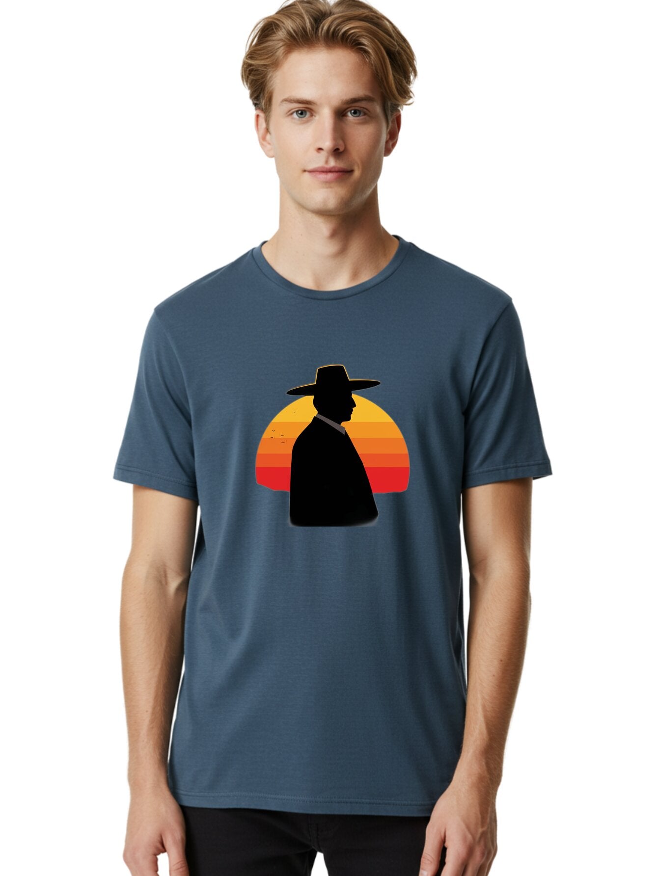 Cowboy-Sunset Men'S Graphic Tee, 100% Cotton, Comfortable Casual Summer Wear, Machine Washable, Vintage Camera, Old Camera, Antique Camera, Black Camera, Classic Photography, Photography Equipment, Nostalgic Device, Film Camera, Camera Art Bao277 23
