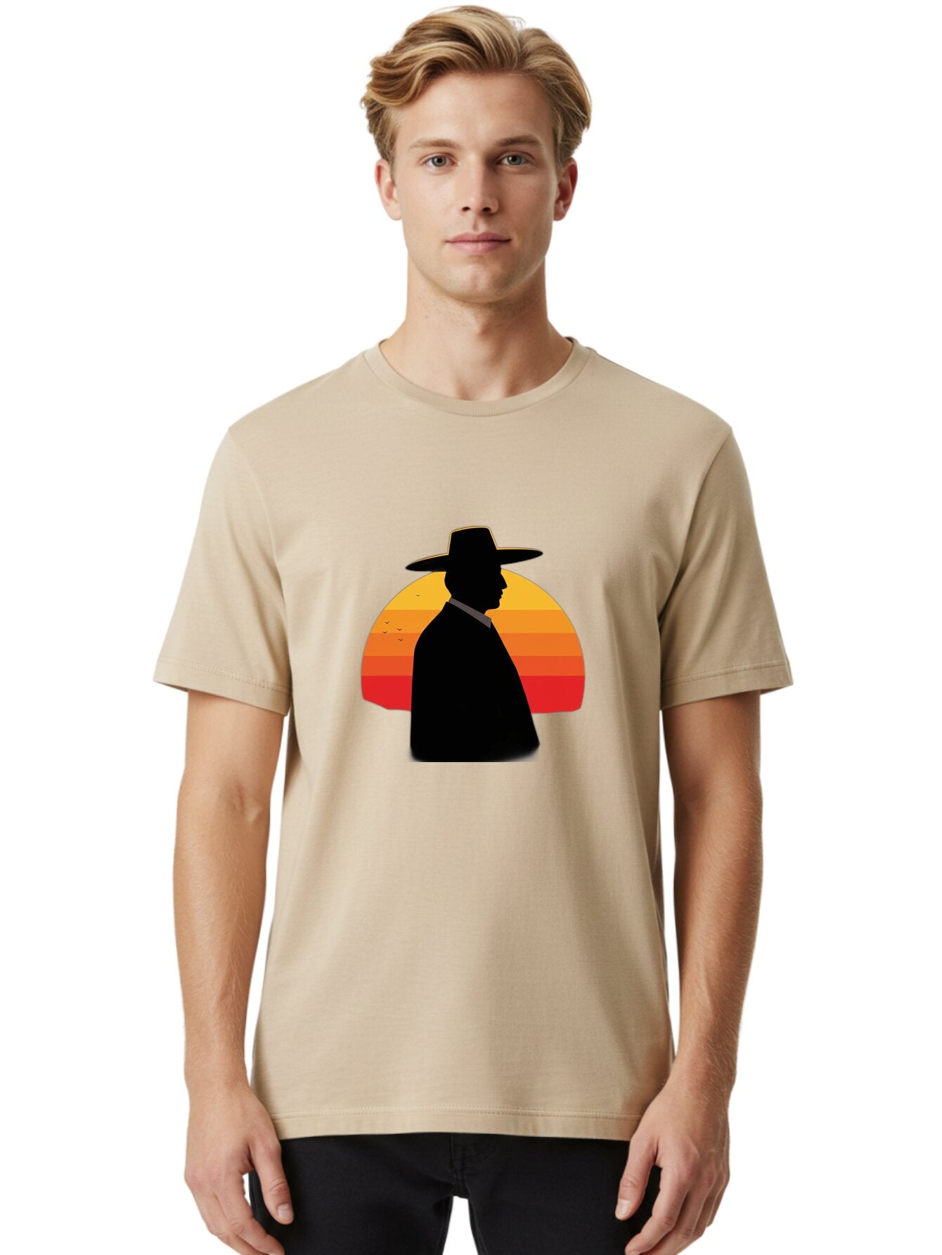 Cowboy-Sunset Men'S Graphic Tee, 100% Cotton, Comfortable Casual Summer Wear, Machine Washable, Vintage Camera, Old Camera, Antique Camera, Black Camera, Classic Photography, Photography Equipment, Nostalgic Device, Film Camera, Camera Art Bao277 16