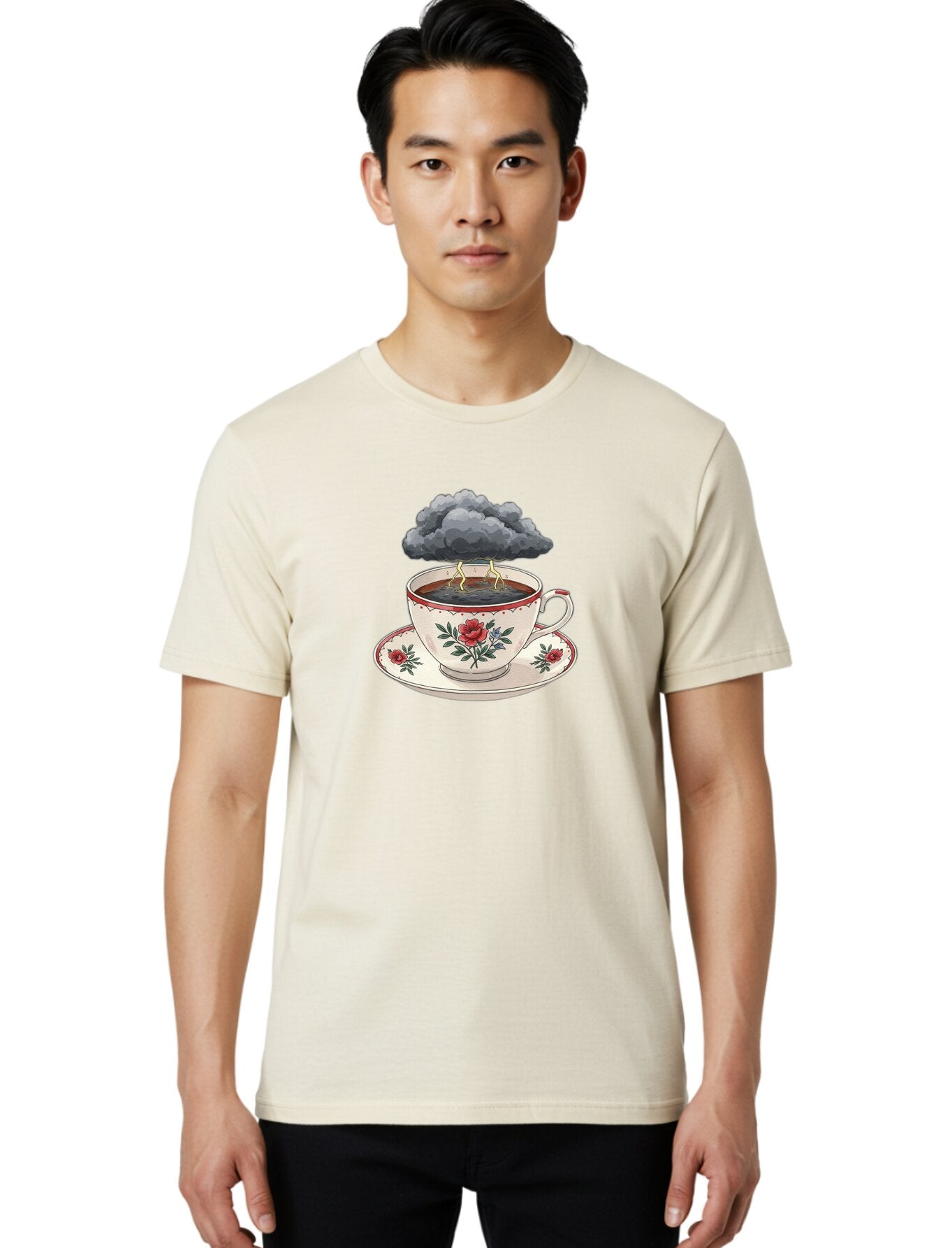 Cup-Of-Tea-With-Storm-Cloud Men'S Graphic Tee, 100% Cotton, Comfortable Casual Summer Wear, Machine Washable, Vintage Camera, Old Camera, Antique Camera, Black Camera, Classic Photography, Photography Equipment, Nostalgic Device, Film Camera, Bao314 19