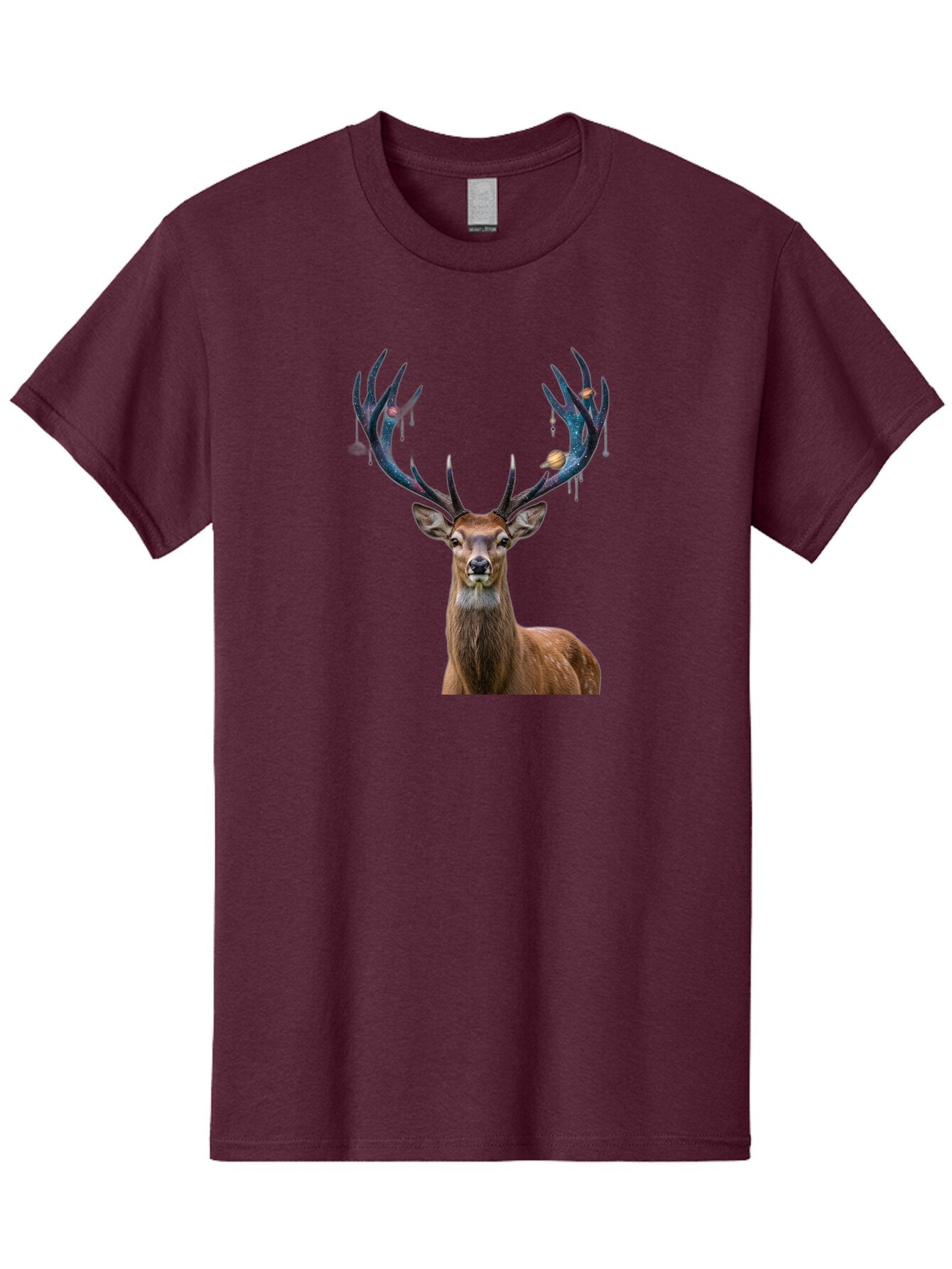 Deer-With-Space-Antlers Men'S Graphic Tee, 100% Cotton, Comfortable Casual Summer Wear, Machine Washable, Vintage Camera, Old Camera, Antique Camera, Black Camera, Classic Photography, Photography Equipment, Nostalgic Device, Film Camera, Bao336