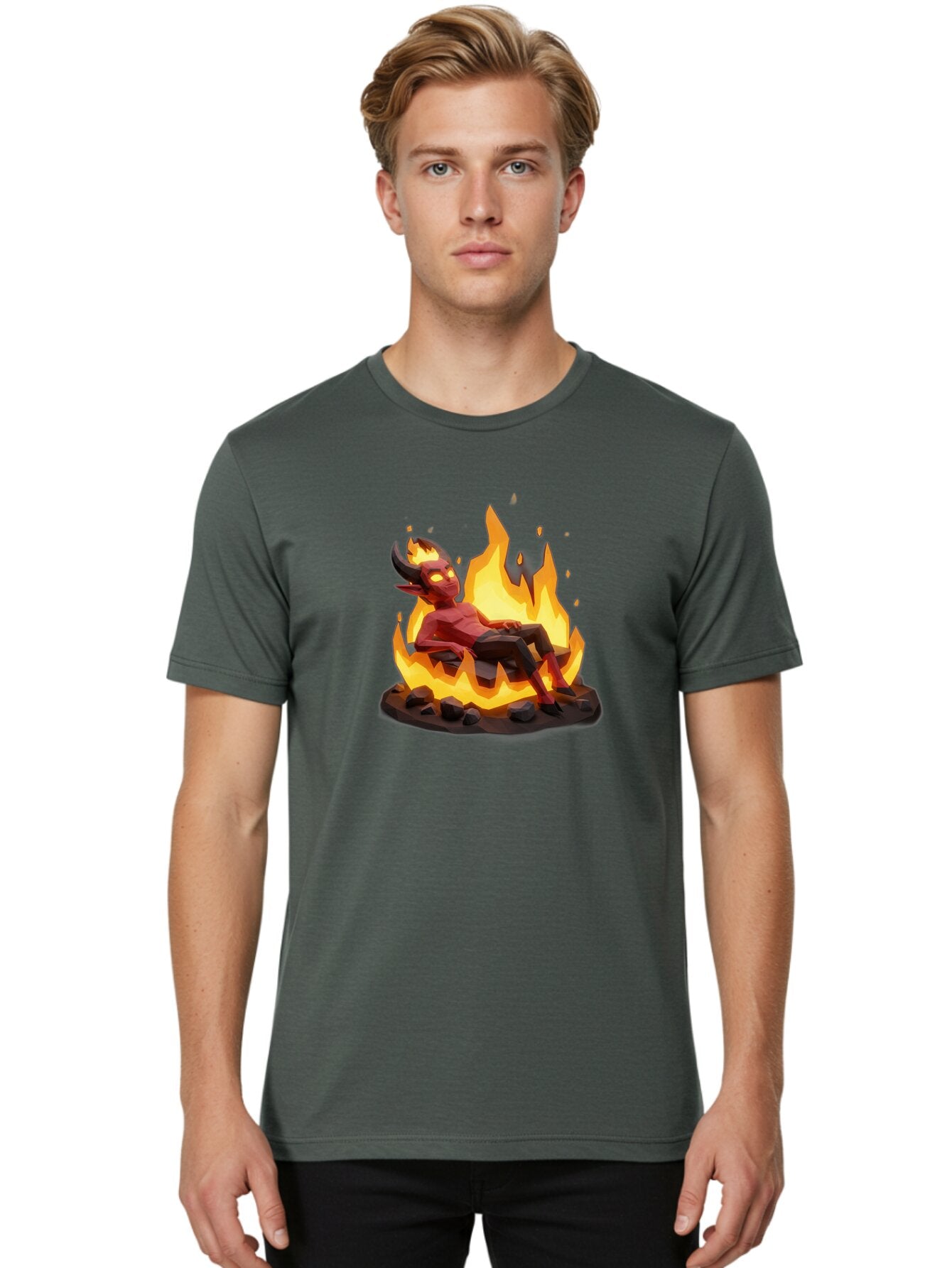 Demon-Relaxing-In-Flames Men'S Graphic Tee, 100% Cotton, Comfortable Casual Summer Wear, Machine Washable, Vintage Camera, Old Camera, Antique Camera, Black Camera, Classic Photography, Photography Equipment, Nostalgic Device, Film Camera, Bao338 21