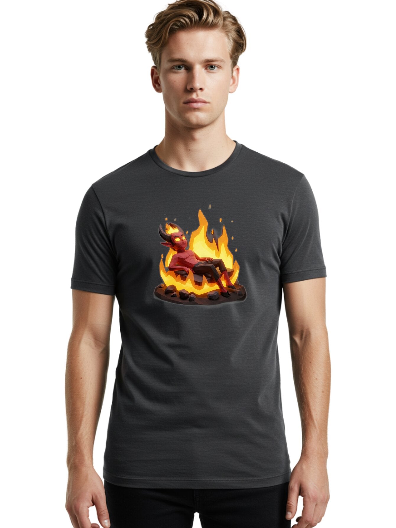 Demon-Relaxing-In-Flames Men'S Graphic Tee, 100% Cotton, Comfortable Casual Summer Wear, Machine Washable, Vintage Camera, Old Camera, Antique Camera, Black Camera, Classic Photography, Photography Equipment, Nostalgic Device, Film Camera, Bao338 22