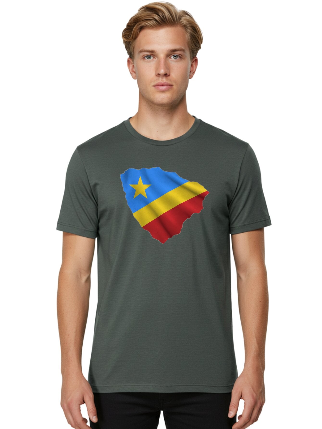 Drc-Map-With-Flag Men'S Graphic Tee, 100% Cotton, Comfortable Casual Summer Wear, Machine Washable, Vintage Camera, Old Camera, Antique Camera, Black Camera, Classic Photography, Photography Equipment, Nostalgic Device, Film Camera, Camera Art Bao374 24