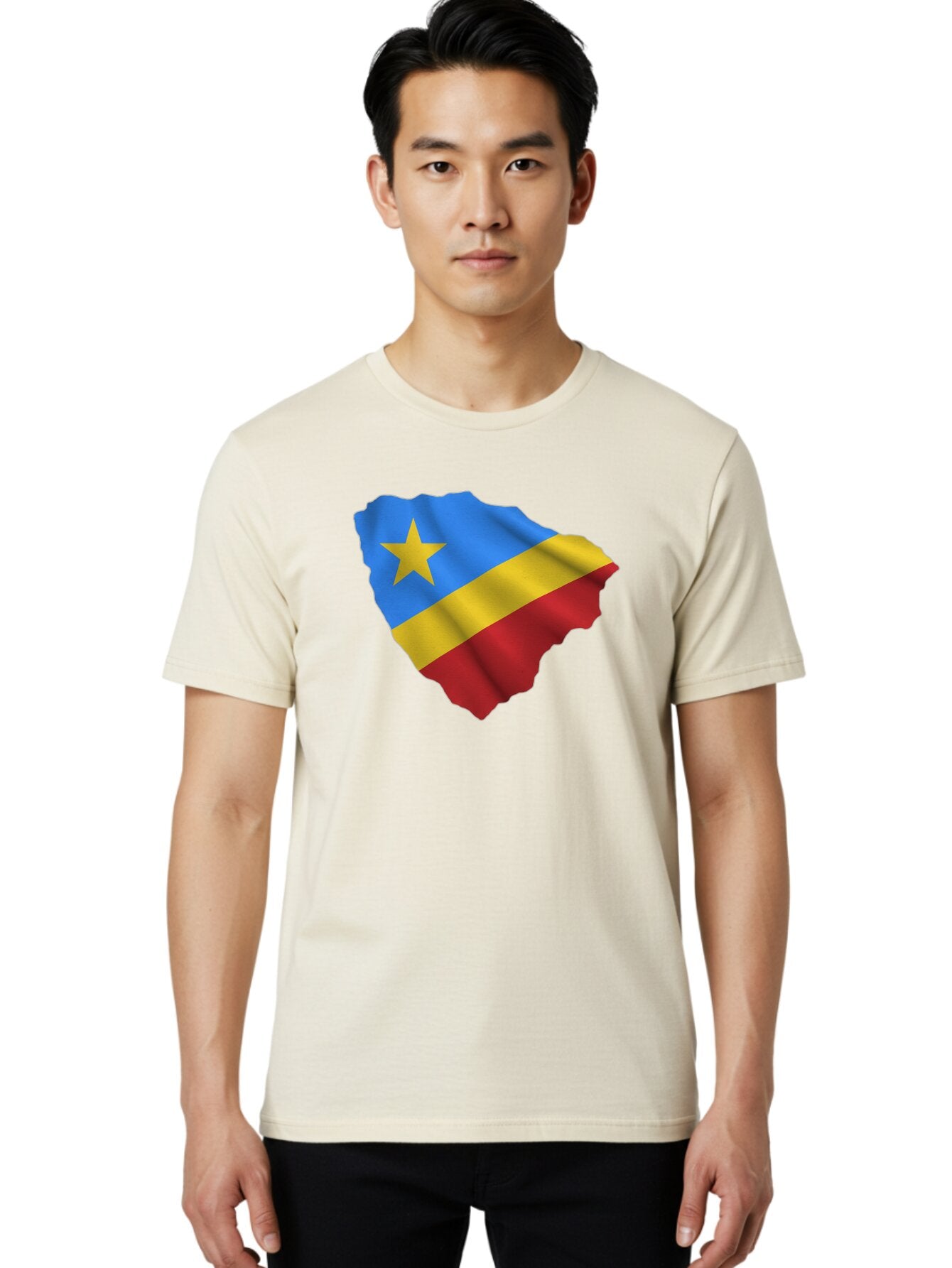 Drc-Map-With-Flag Men'S Graphic Tee, 100% Cotton, Comfortable Casual Summer Wear, Machine Washable, Vintage Camera, Old Camera, Antique Camera, Black Camera, Classic Photography, Photography Equipment, Nostalgic Device, Film Camera, Camera Art Bao374 30