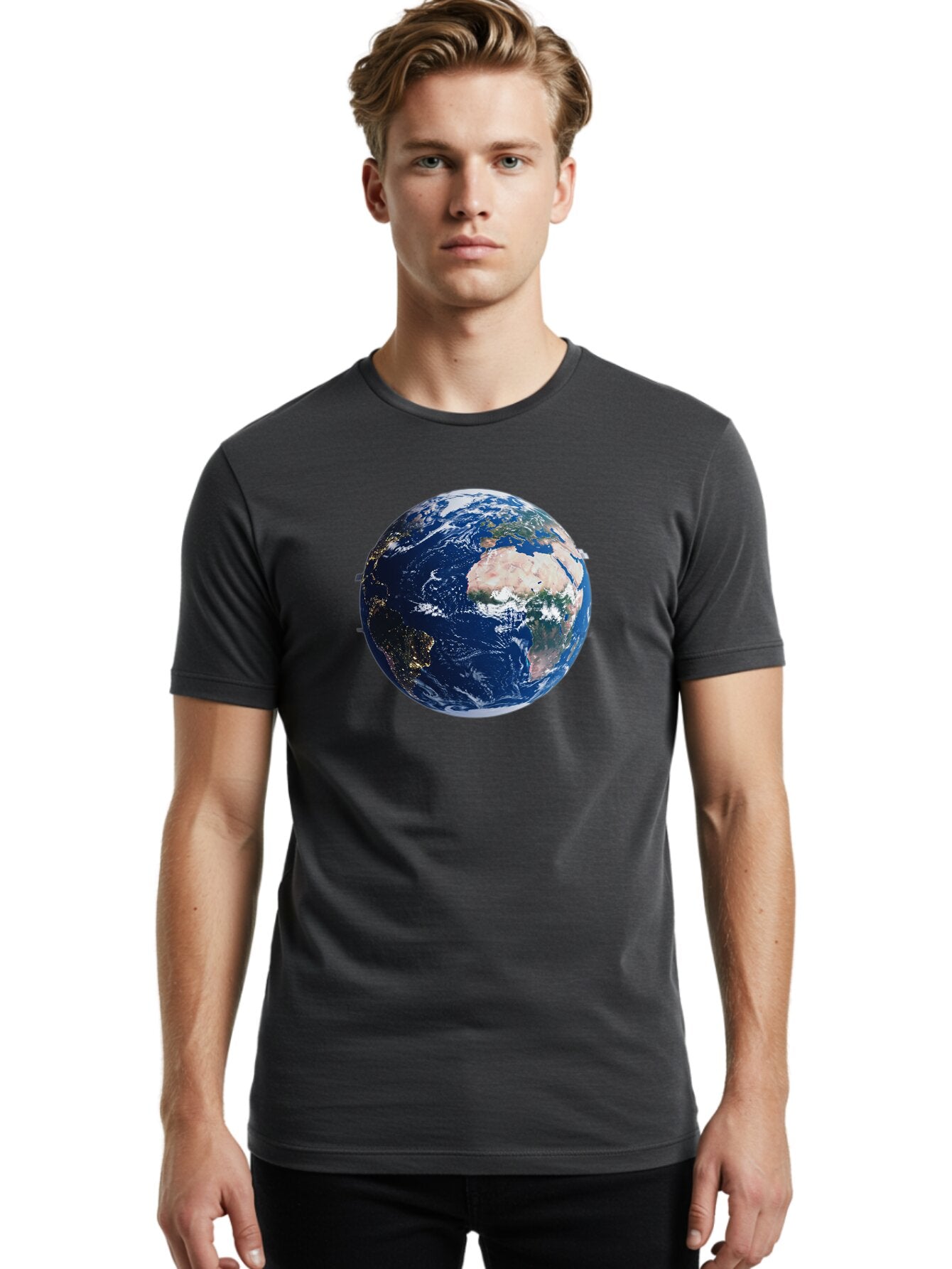 Earth-From-Space-1 Men'S Graphic Tee, 100% Cotton, Comfortable Casual Summer Wear, Machine Washable, Vintage Camera, Old Camera, Antique Camera, Black Camera, Classic Photography, Photography Equipment, Nostalgic Device, Film Camera, Bao382 24