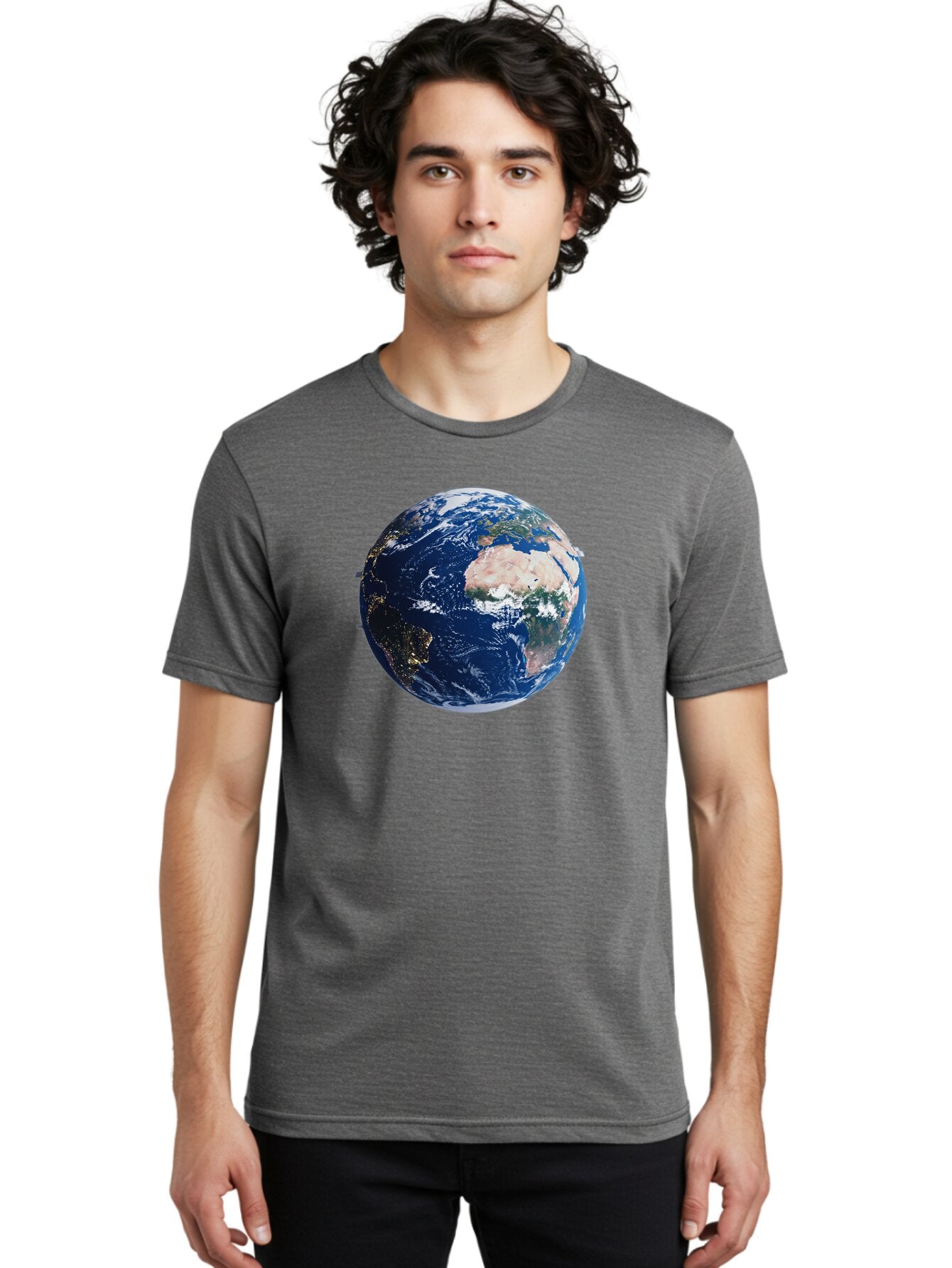 Earth-From-Space-1 Men'S Graphic Tee, 100% Cotton, Comfortable Casual Summer Wear, Machine Washable, Vintage Camera, Old Camera, Antique Camera, Black Camera, Classic Photography, Photography Equipment, Nostalgic Device, Film Camera, Bao382 20