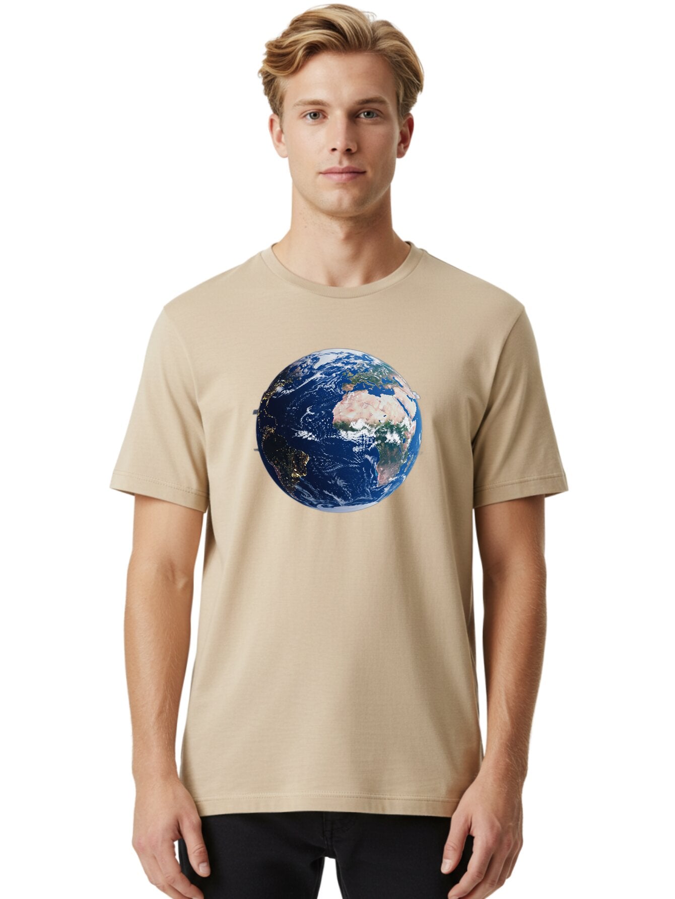 Earth-From-Space-1 Men'S Graphic Tee, 100% Cotton, Comfortable Casual Summer Wear, Machine Washable, Vintage Camera, Old Camera, Antique Camera, Black Camera, Classic Photography, Photography Equipment, Nostalgic Device, Film Camera, Bao382 21