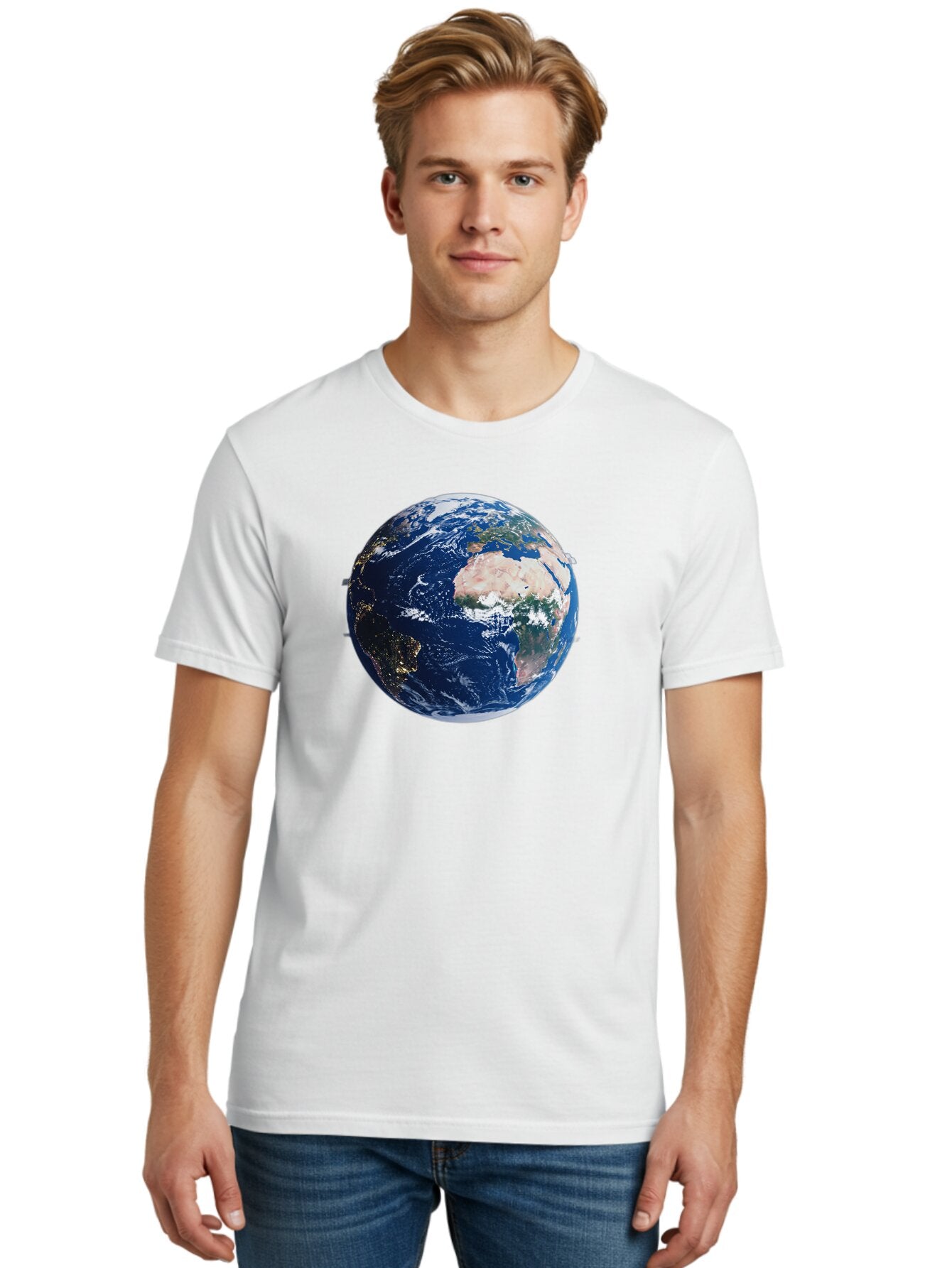 Earth-From-Space-1 Men'S Graphic Tee, 100% Cotton, Comfortable Casual Summer Wear, Machine Washable, Vintage Camera, Old Camera, Antique Camera, Black Camera, Classic Photography, Photography Equipment, Nostalgic Device, Film Camera, Bao382 26