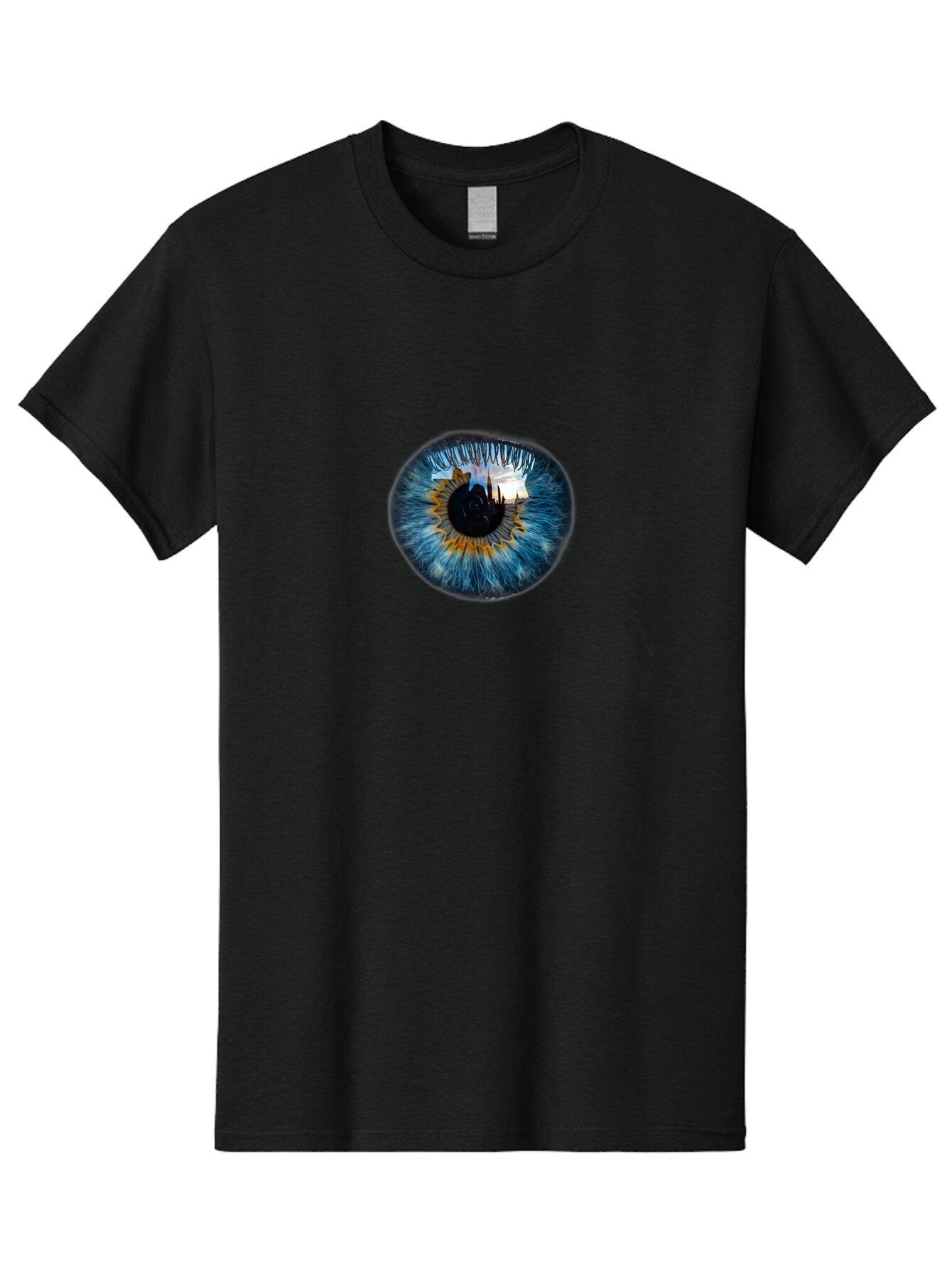 Eye-With-Cityscape Men'S Graphic Tee, 100% Cotton, Comfortable Casual Summer Wear, Machine Washable, Vintage Camera, Old Camera, Antique Camera, Black Camera, Classic Photography, Photography Equipment, Nostalgic Device, Film Camera, Bao399 4