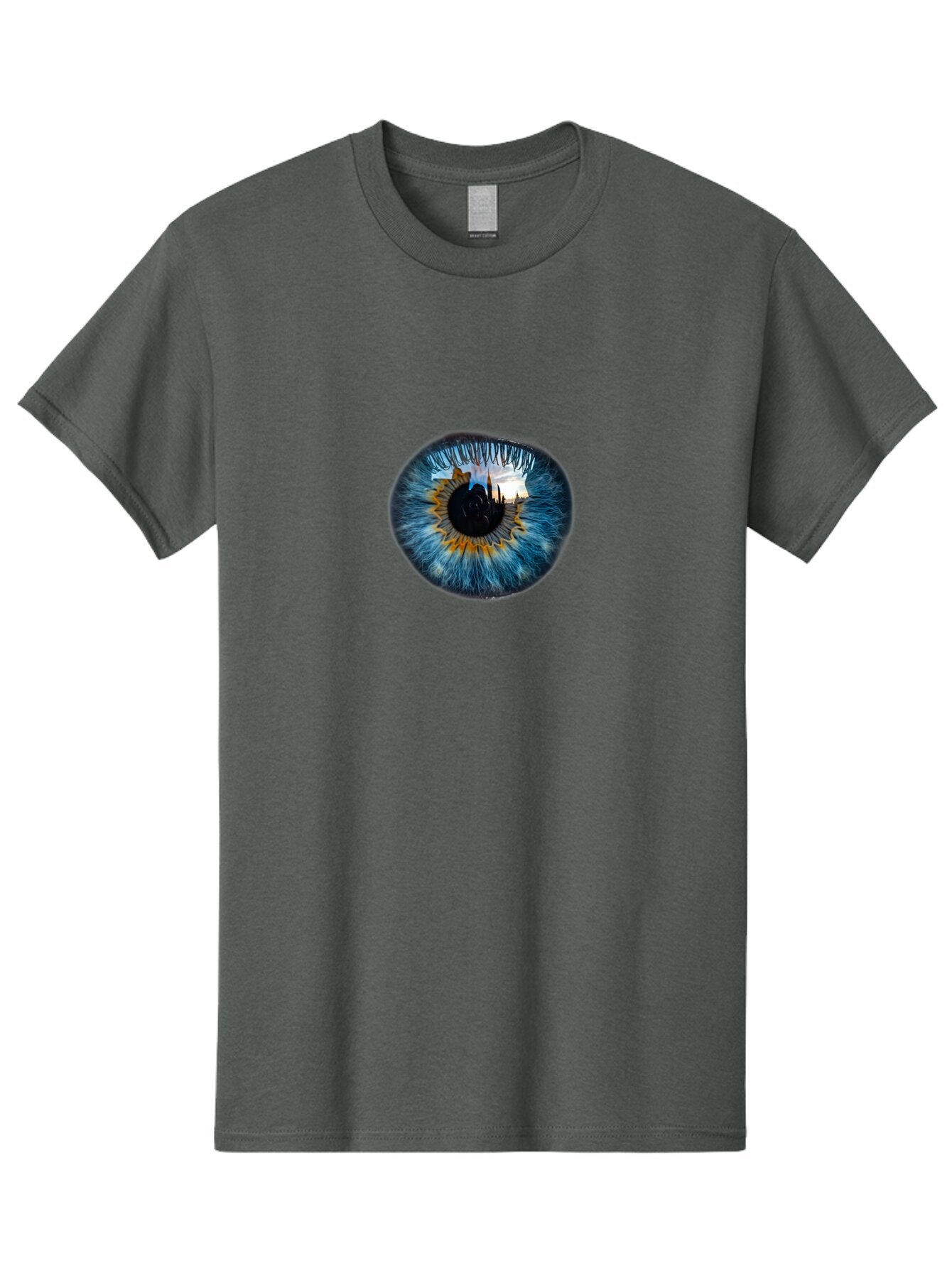 Eye-With-Cityscape Men'S Graphic Tee, 100% Cotton, Comfortable Casual Summer Wear, Machine Washable, Vintage Camera, Old Camera, Antique Camera, Black Camera, Classic Photography, Photography Equipment, Nostalgic Device, Film Camera, Bao399 3