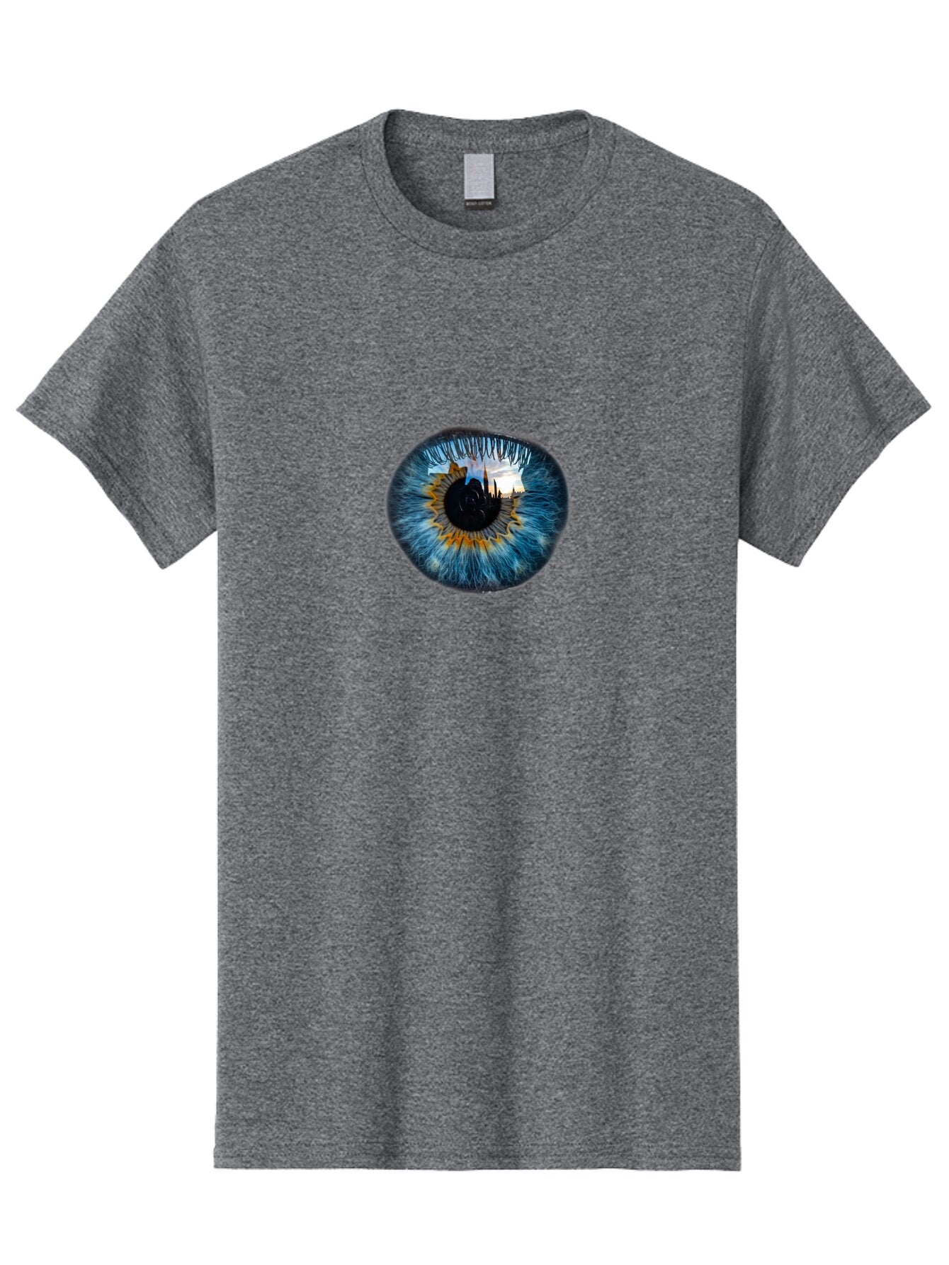Eye-With-Cityscape Men'S Graphic Tee, 100% Cotton, Comfortable Casual Summer Wear, Machine Washable, Vintage Camera, Old Camera, Antique Camera, Black Camera, Classic Photography, Photography Equipment, Nostalgic Device, Film Camera, Bao399 10