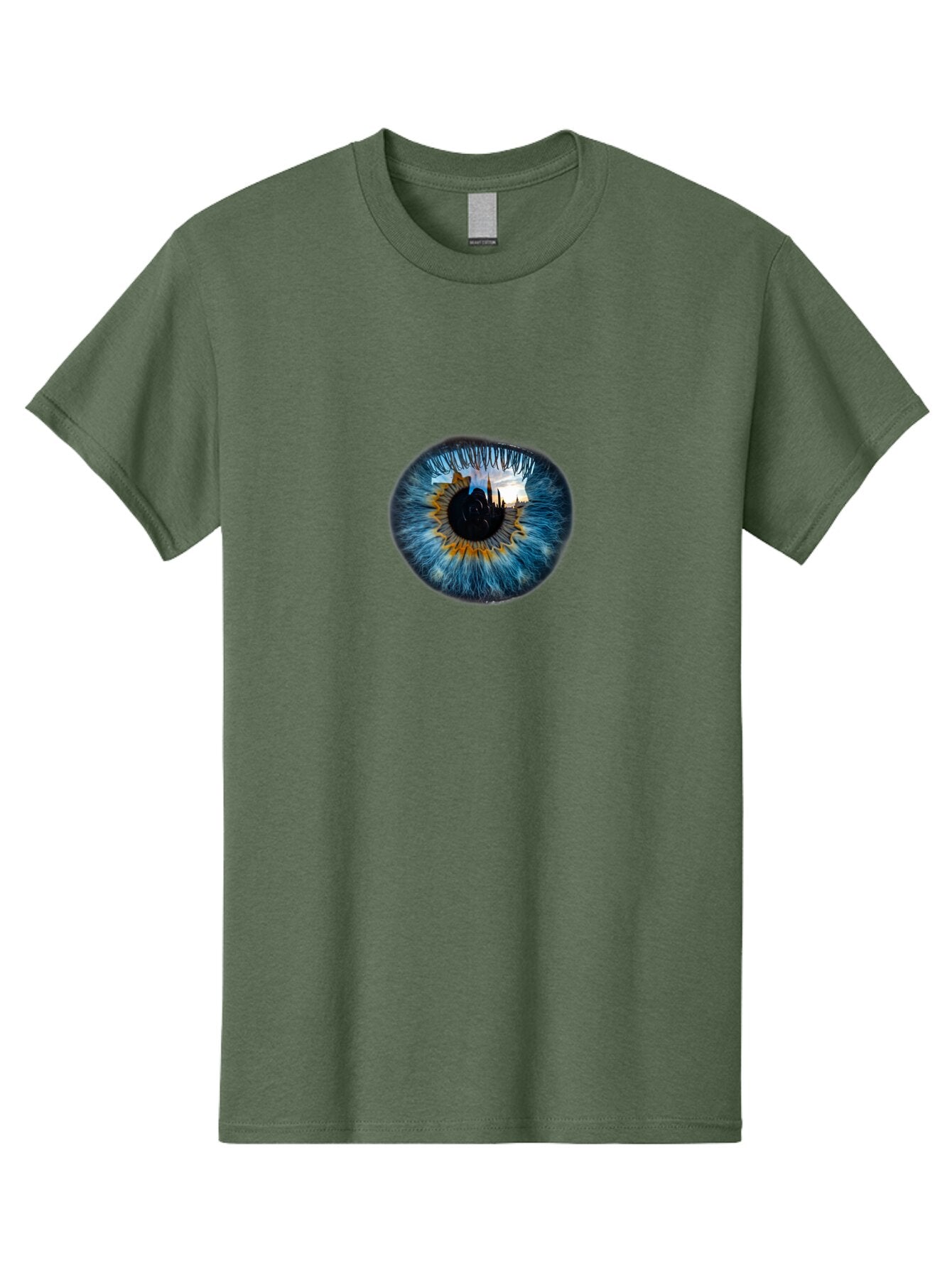 Eye-With-Cityscape Men'S Graphic Tee, 100% Cotton, Comfortable Casual Summer Wear, Machine Washable, Vintage Camera, Old Camera, Antique Camera, Black Camera, Classic Photography, Photography Equipment, Nostalgic Device, Film Camera, Bao399 9