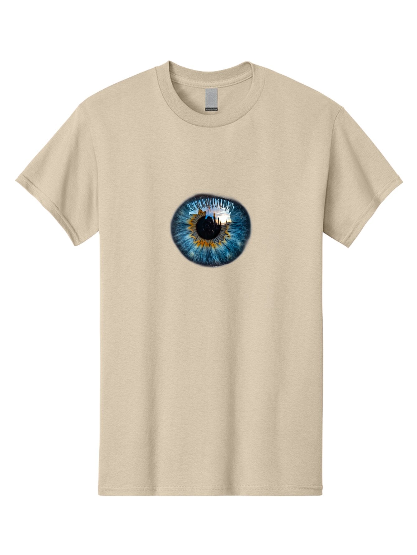 Eye-With-Cityscape Men'S Graphic Tee, 100% Cotton, Comfortable Casual Summer Wear, Machine Washable, Vintage Camera, Old Camera, Antique Camera, Black Camera, Classic Photography, Photography Equipment, Nostalgic Device, Film Camera, Bao399 6