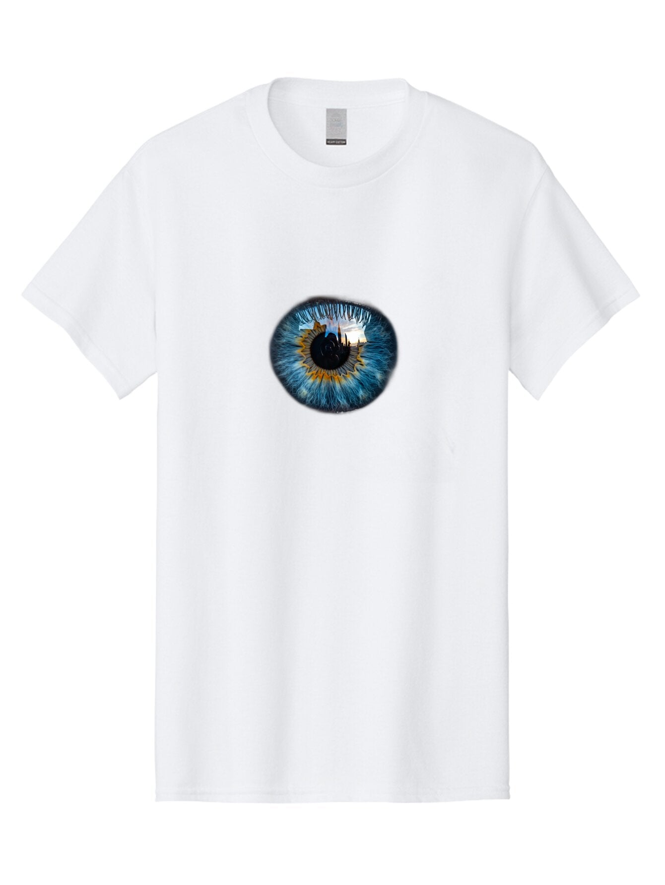 Eye-With-Cityscape Men'S Graphic Tee, 100% Cotton, Comfortable Casual Summer Wear, Machine Washable, Vintage Camera, Old Camera, Antique Camera, Black Camera, Classic Photography, Photography Equipment, Nostalgic Device, Film Camera, Bao399 13