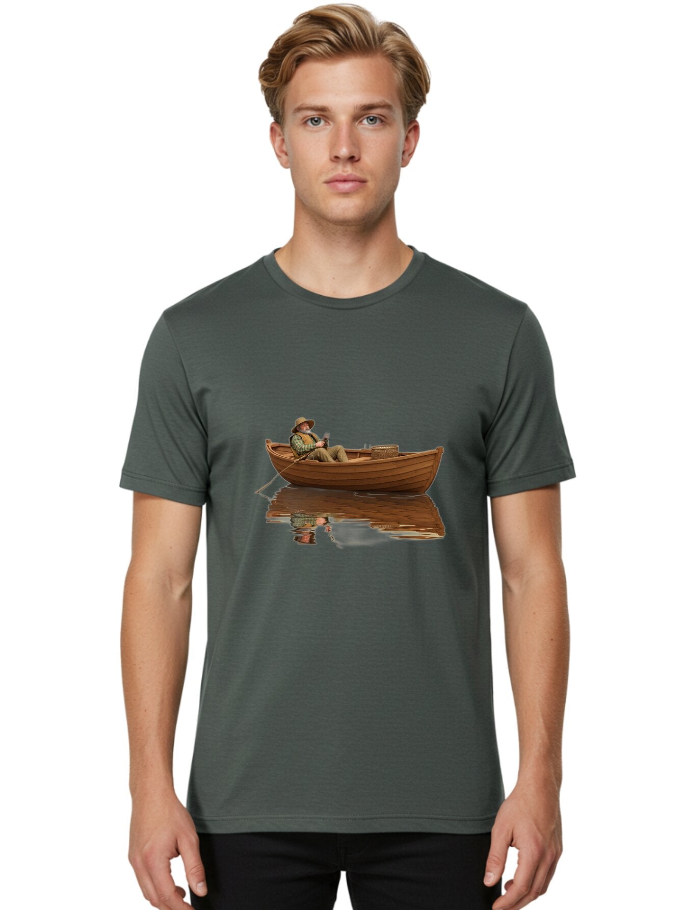 Fisherman-In-Boat Men'S Graphic Tee, 100% Cotton, Comfortable Casual Summer Wear, Machine Washable, Vintage Camera, Old Camera, Antique Camera, Black Camera, Classic Photography, Photography Equipment, Nostalgic Device, Film Camera, Camera Art Bao409 30