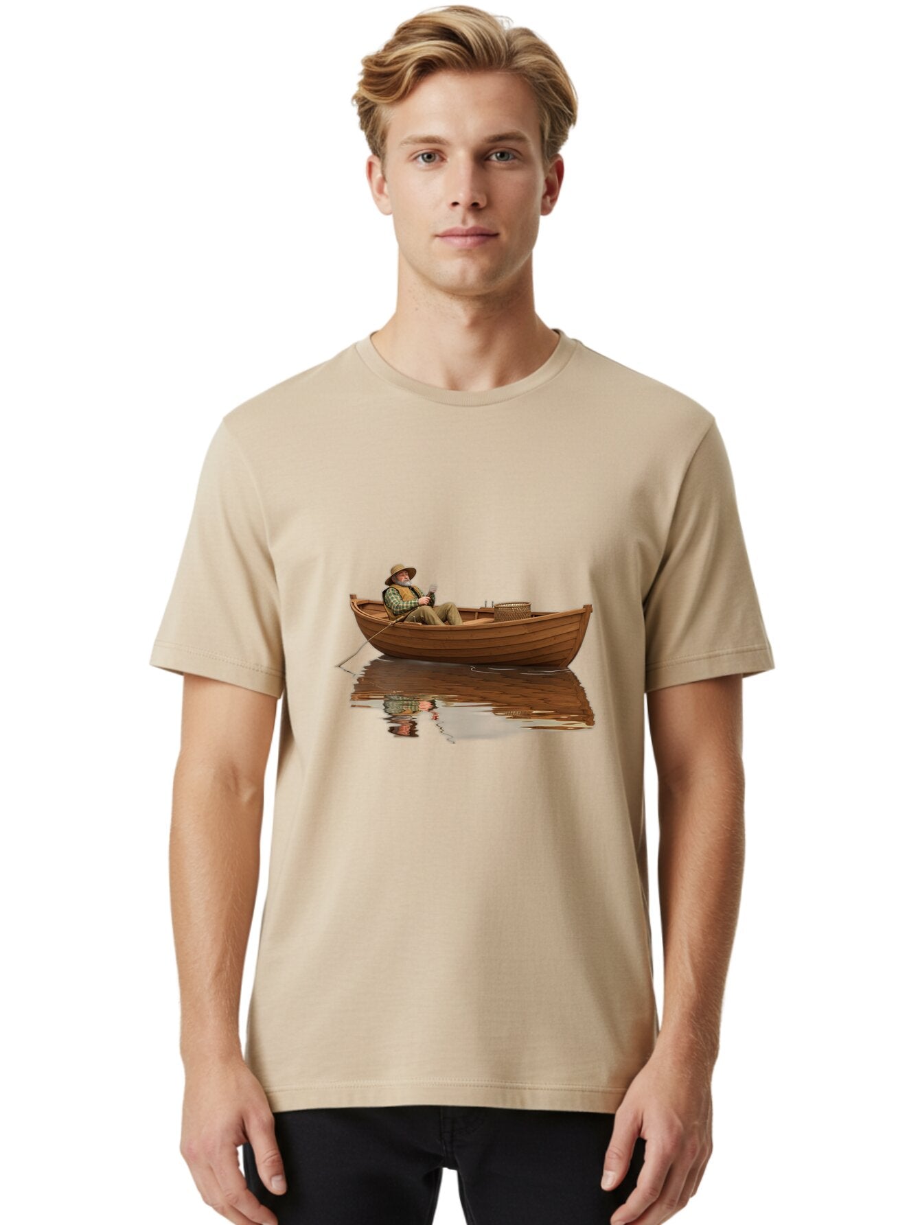 Fisherman-In-Boat Men'S Graphic Tee, 100% Cotton, Comfortable Casual Summer Wear, Machine Washable, Vintage Camera, Old Camera, Antique Camera, Black Camera, Classic Photography, Photography Equipment, Nostalgic Device, Film Camera, Camera Art Bao409 17