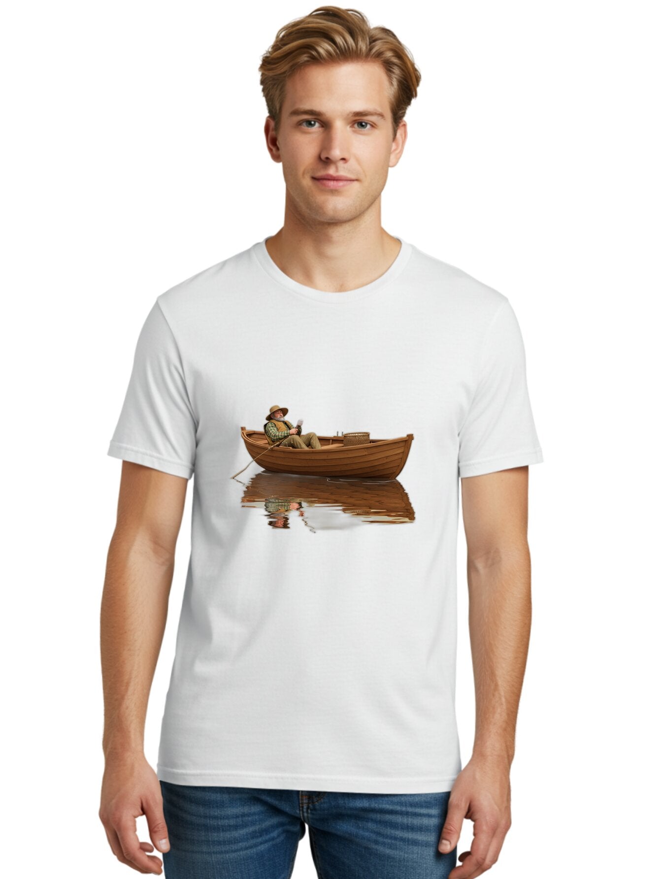 Fisherman-In-Boat Men'S Graphic Tee, 100% Cotton, Comfortable Casual Summer Wear, Machine Washable, Vintage Camera, Old Camera, Antique Camera, Black Camera, Classic Photography, Photography Equipment, Nostalgic Device, Film Camera, Camera Art Bao409 23