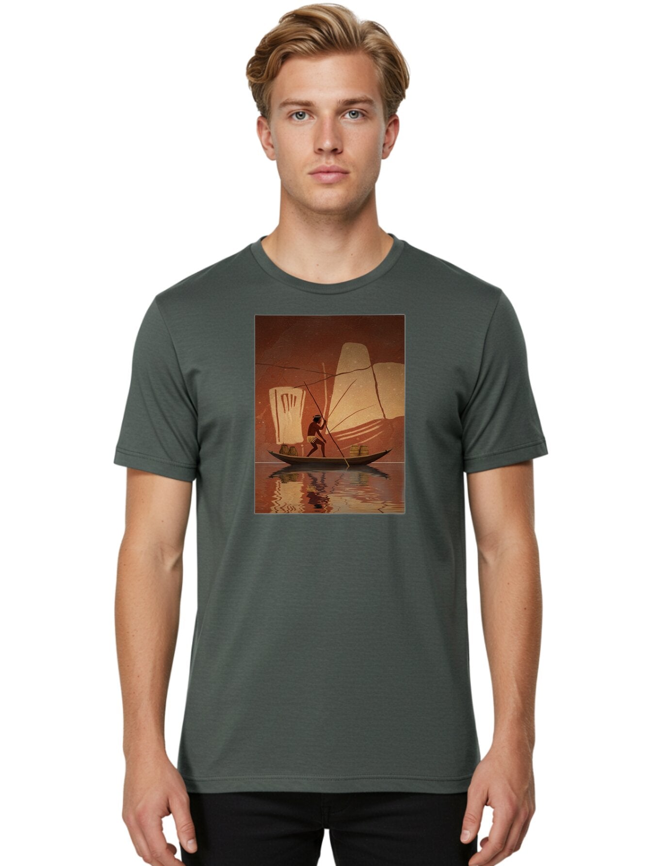 Fisherman-On-Boat Men'S Graphic Tee, 100% Cotton, Comfortable Casual Summer Wear, Machine Washable, Vintage Camera, Old Camera, Antique Camera, Black Camera, Classic Photography, Photography Equipment, Nostalgic Device, Film Camera, Camera Art Bao410 30