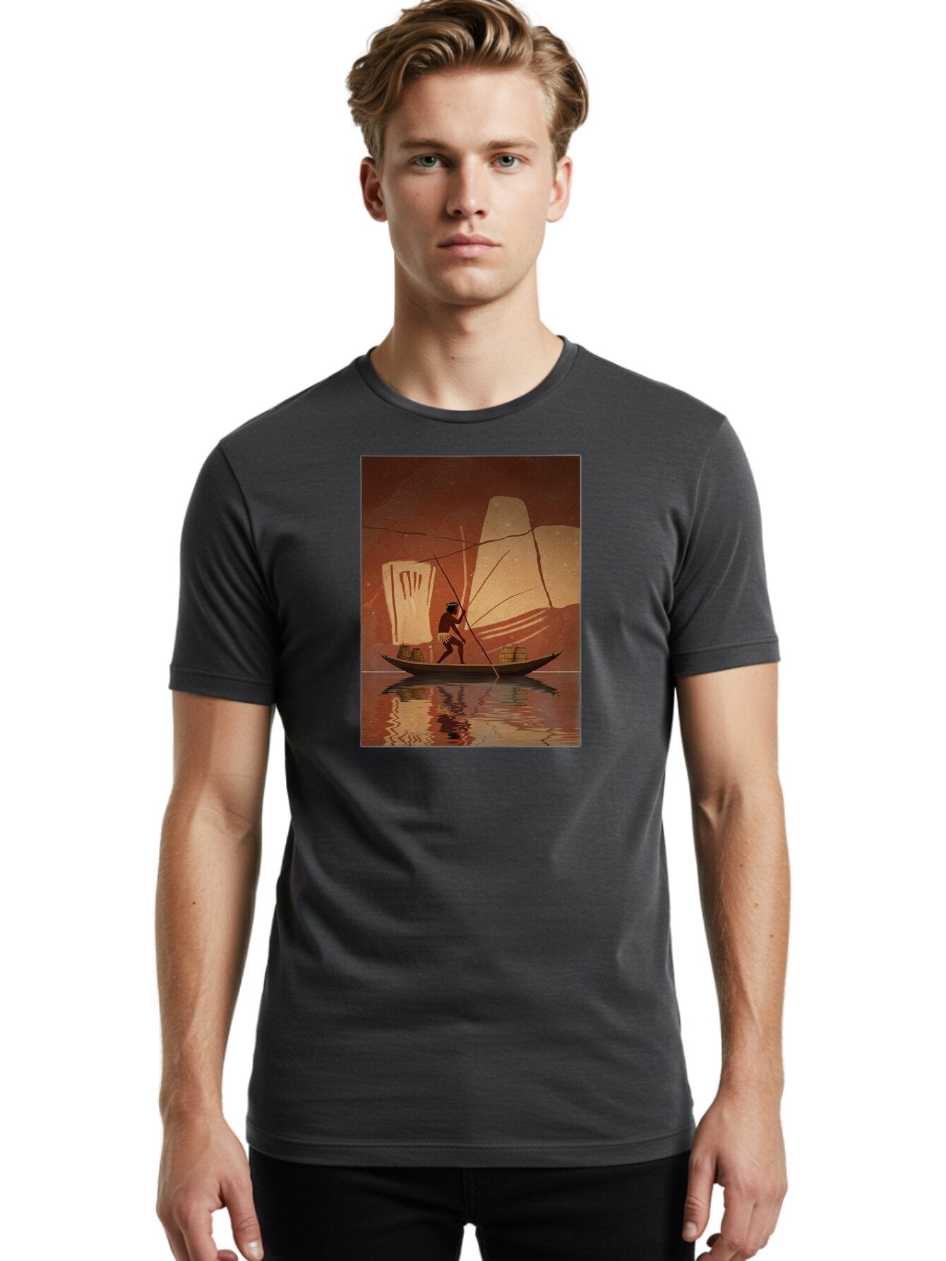 Fisherman-On-Boat Men'S Graphic Tee, 100% Cotton, Comfortable Casual Summer Wear, Machine Washable, Vintage Camera, Old Camera, Antique Camera, Black Camera, Classic Photography, Photography Equipment, Nostalgic Device, Film Camera, Camera Art Bao410 27