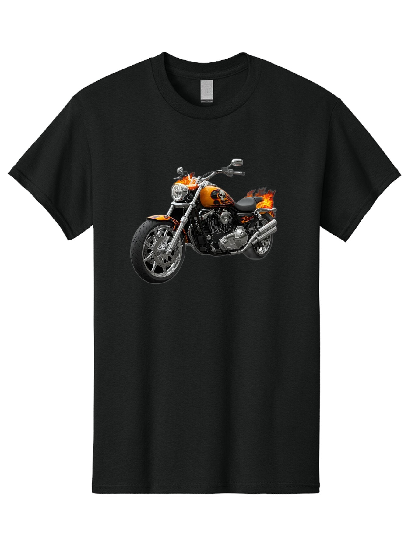 Flame-Painted-Motorcycle Men'S Graphic Tee, 100% Cotton, Comfortable Casual Summer Wear, Machine Washable, Vintage Camera, Old Camera, Antique Camera, Black Camera, Classic Photography, Photography Equipment, Nostalgic Device, Film Camera, Bao413