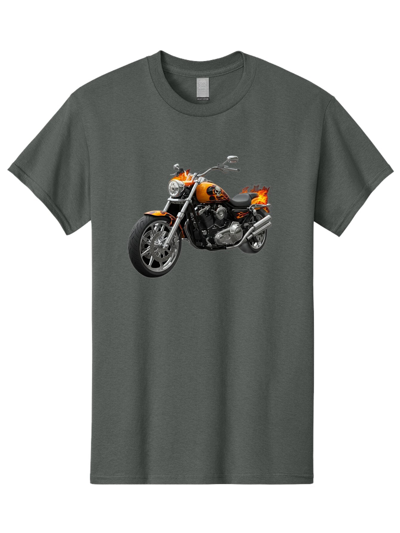 Flame-Painted-Motorcycle Men'S Graphic Tee, 100% Cotton, Comfortable Casual Summer Wear, Machine Washable, Vintage Camera, Old Camera, Antique Camera, Black Camera, Classic Photography, Photography Equipment, Nostalgic Device, Film Camera, Bao413 12