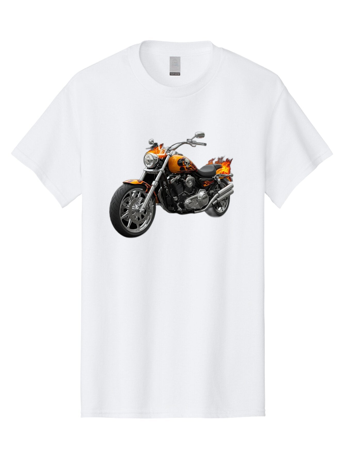 Flame-Painted-Motorcycle Men'S Graphic Tee, 100% Cotton, Comfortable Casual Summer Wear, Machine Washable, Vintage Camera, Old Camera, Antique Camera, Black Camera, Classic Photography, Photography Equipment, Nostalgic Device, Film Camera, Bao413 9