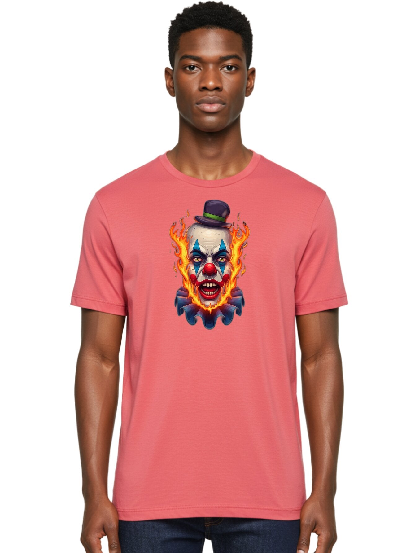 Flaming-Clown-Portrait Men'S Graphic Tee, 100% Cotton, Comfortable Casual Summer Wear, Machine Washable, Vintage Camera, Old Camera, Antique Camera, Black Camera, Classic Photography, Photography Equipment, Nostalgic Device, Film Camera, Bao414 24