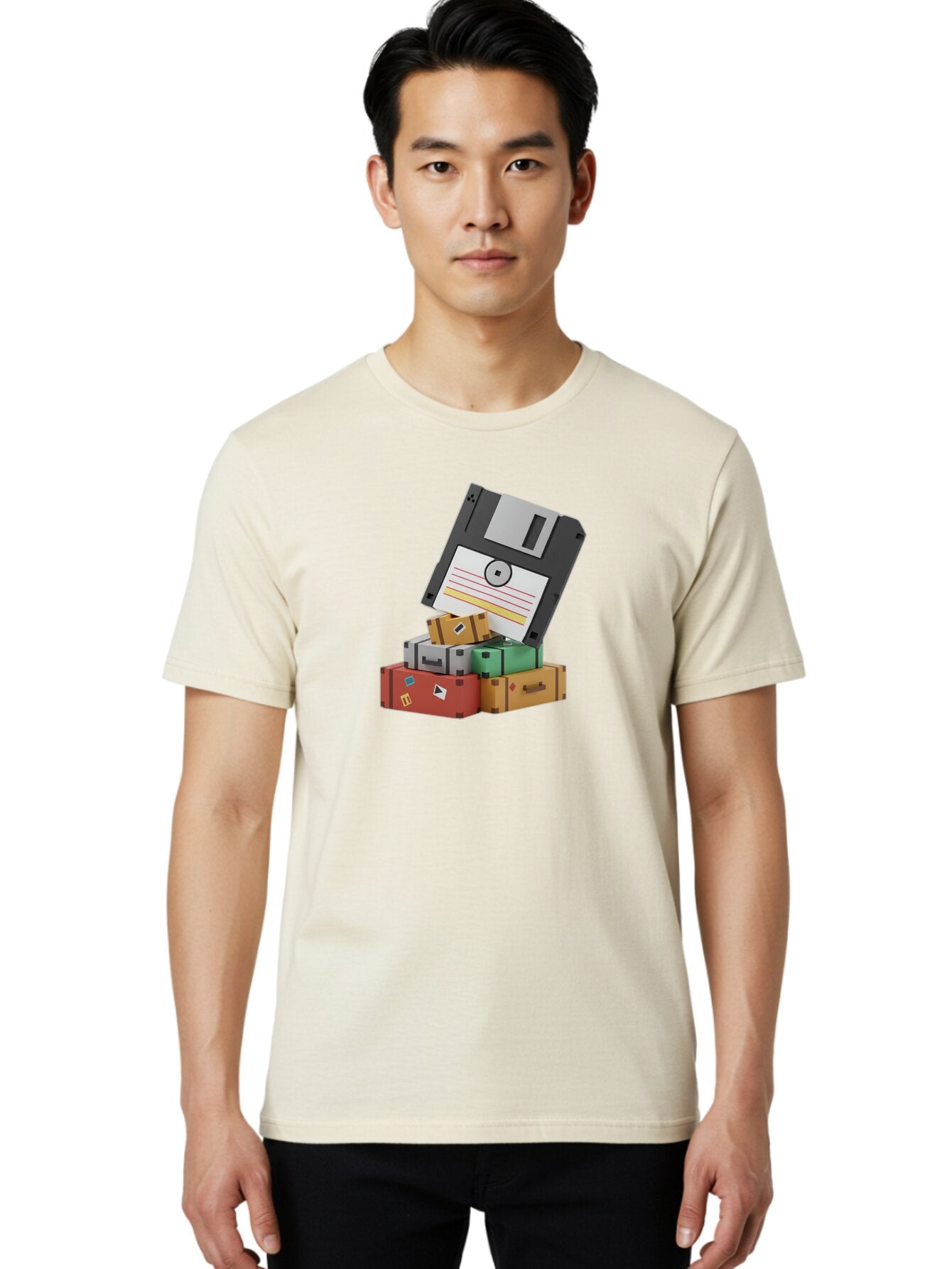 Floppy-Disk-2 Men'S Graphic Tee, 100% Cotton, Comfortable Casual Summer Wear, Machine Washable, Vintage Camera, Old Camera, Antique Camera, Black Camera, Classic Photography, Photography Equipment, Nostalgic Device, Film Camera, Camera Art Bao417 19