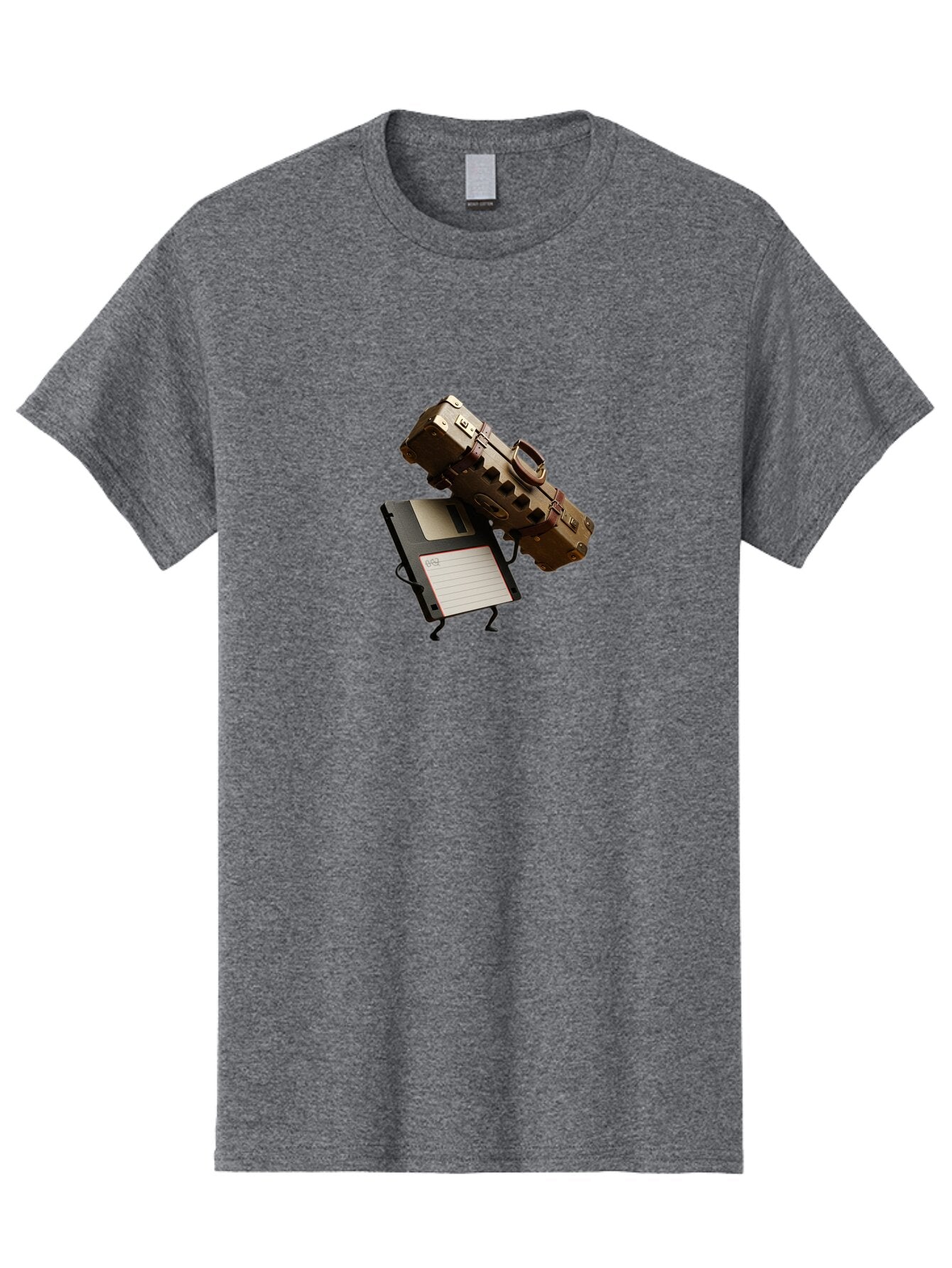 Floppy-Disk-And-Suitcase Men'S Graphic Tee, 100% Cotton, Comfortable Casual Summer Wear, Machine Washable, Vintage Camera, Old Camera, Antique Camera, Black Camera, Classic Photography, Photography Equipment, Nostalgic Device, Film Camera, Bao419