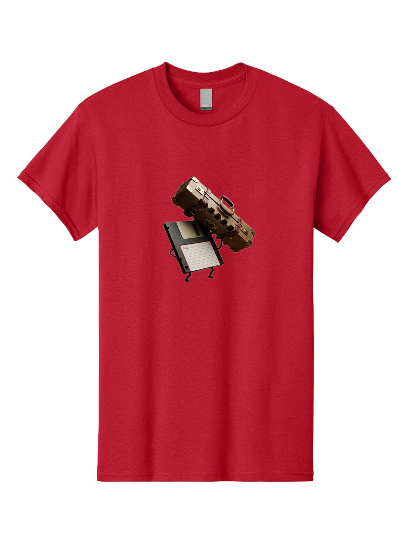 Floppy-Disk-And-Suitcase Men'S Graphic Tee, 100% Cotton, Comfortable Casual Summer Wear, Machine Washable, Vintage Camera, Old Camera, Antique Camera, Black Camera, Classic Photography, Photography Equipment, Nostalgic Device, Film Camera, Bao419 7