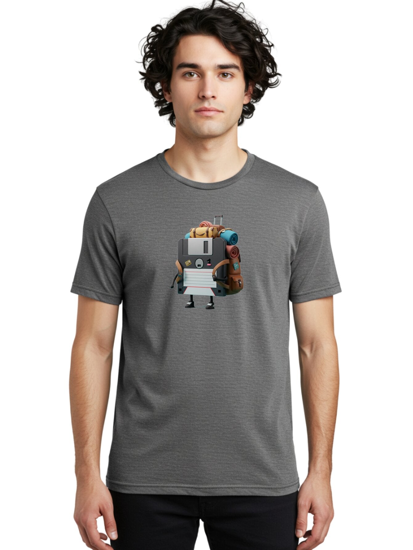 Floppy-Disk-Character Men'S Graphic Tee, 100% Cotton, Comfortable Casual Summer Wear, Machine Washable, Vintage Camera, Old Camera, Antique Camera, Black Camera, Classic Photography, Photography Equipment, Nostalgic Device, Film Camera, Bao420 23