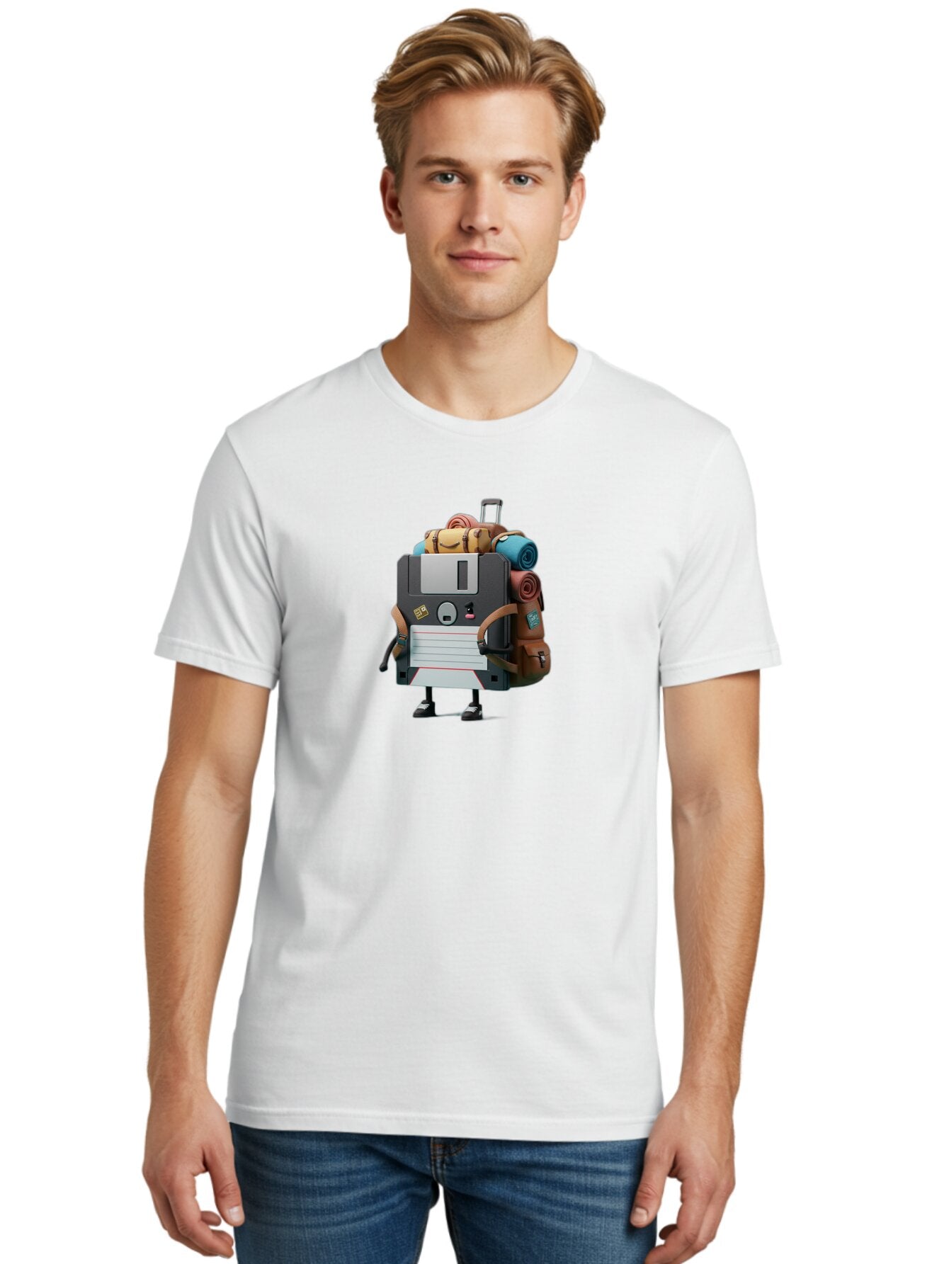 Floppy-Disk-Character Men'S Graphic Tee, 100% Cotton, Comfortable Casual Summer Wear, Machine Washable, Vintage Camera, Old Camera, Antique Camera, Black Camera, Classic Photography, Photography Equipment, Nostalgic Device, Film Camera, Bao420 27