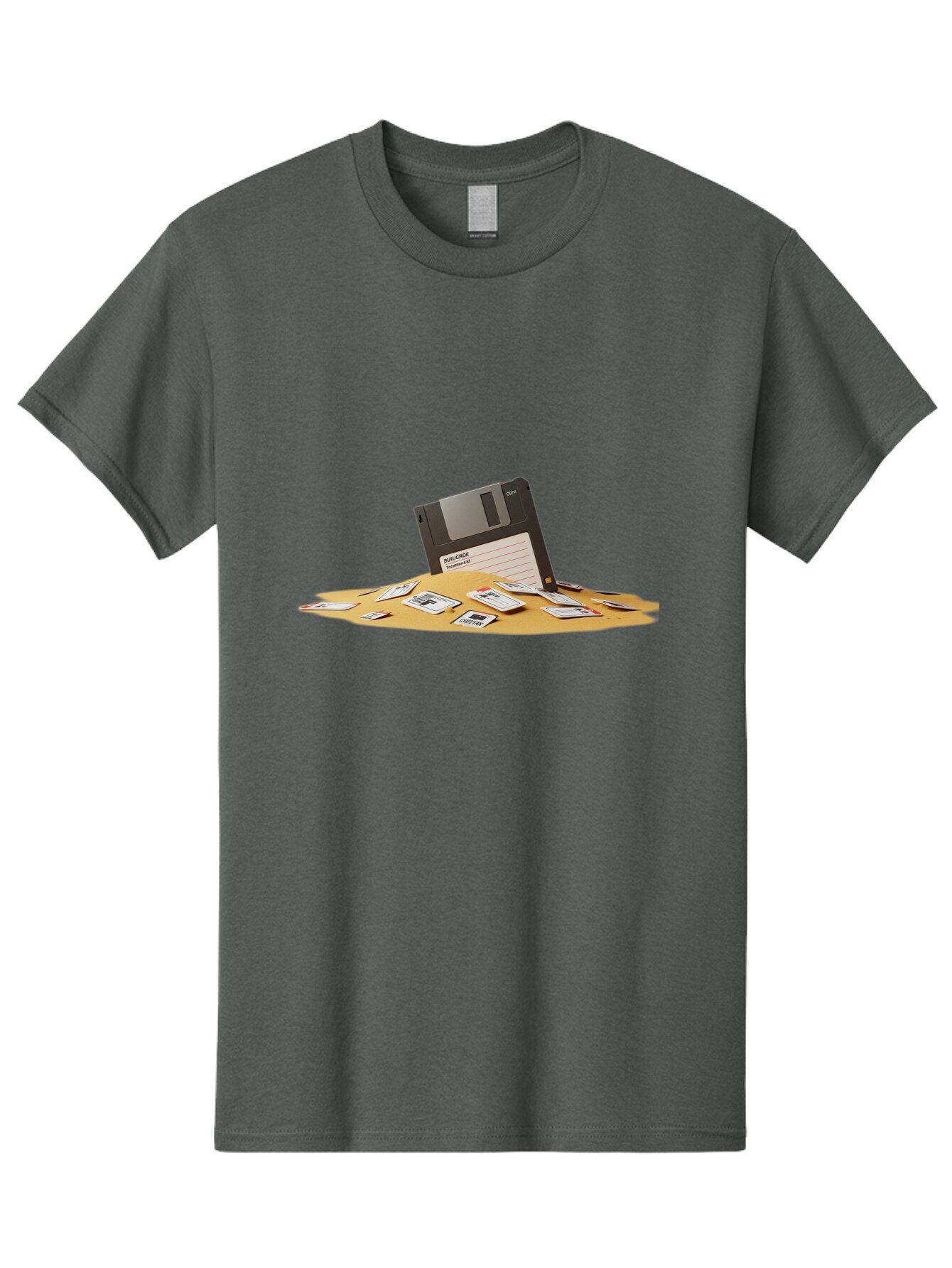 Floppy-Disk-In-Desert-Sand Men'S Graphic Tee, 100% Cotton, Comfortable Casual Summer Wear, Machine Washable, Vintage Camera, Old Camera, Antique Camera, Black Camera, Classic Photography, Photography Equipment, Nostalgic Device, Film Camera, Bao421 9