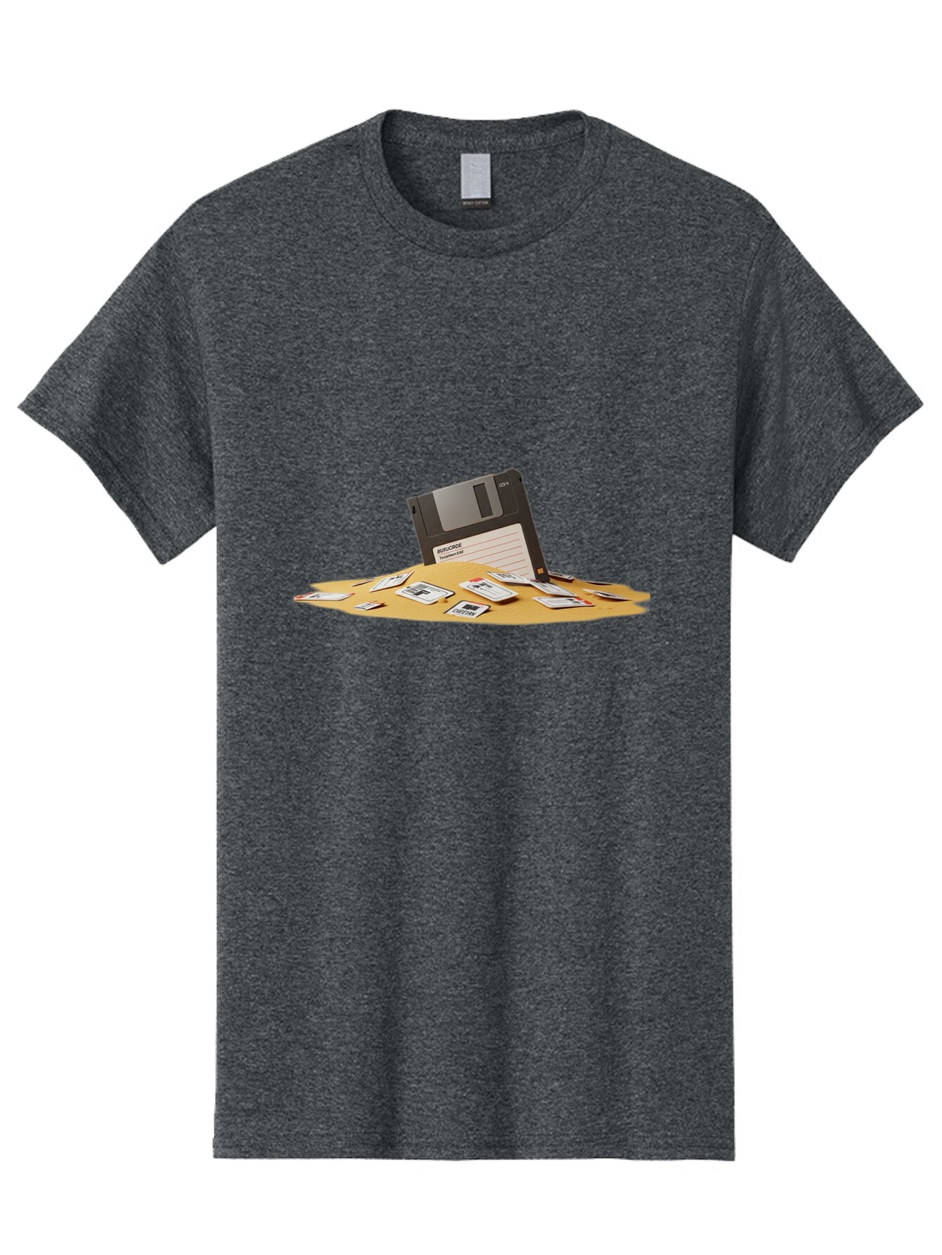 Floppy-Disk-In-Desert-Sand Men'S Graphic Tee, 100% Cotton, Comfortable Casual Summer Wear, Machine Washable, Vintage Camera, Old Camera, Antique Camera, Black Camera, Classic Photography, Photography Equipment, Nostalgic Device, Film Camera, Bao421 11