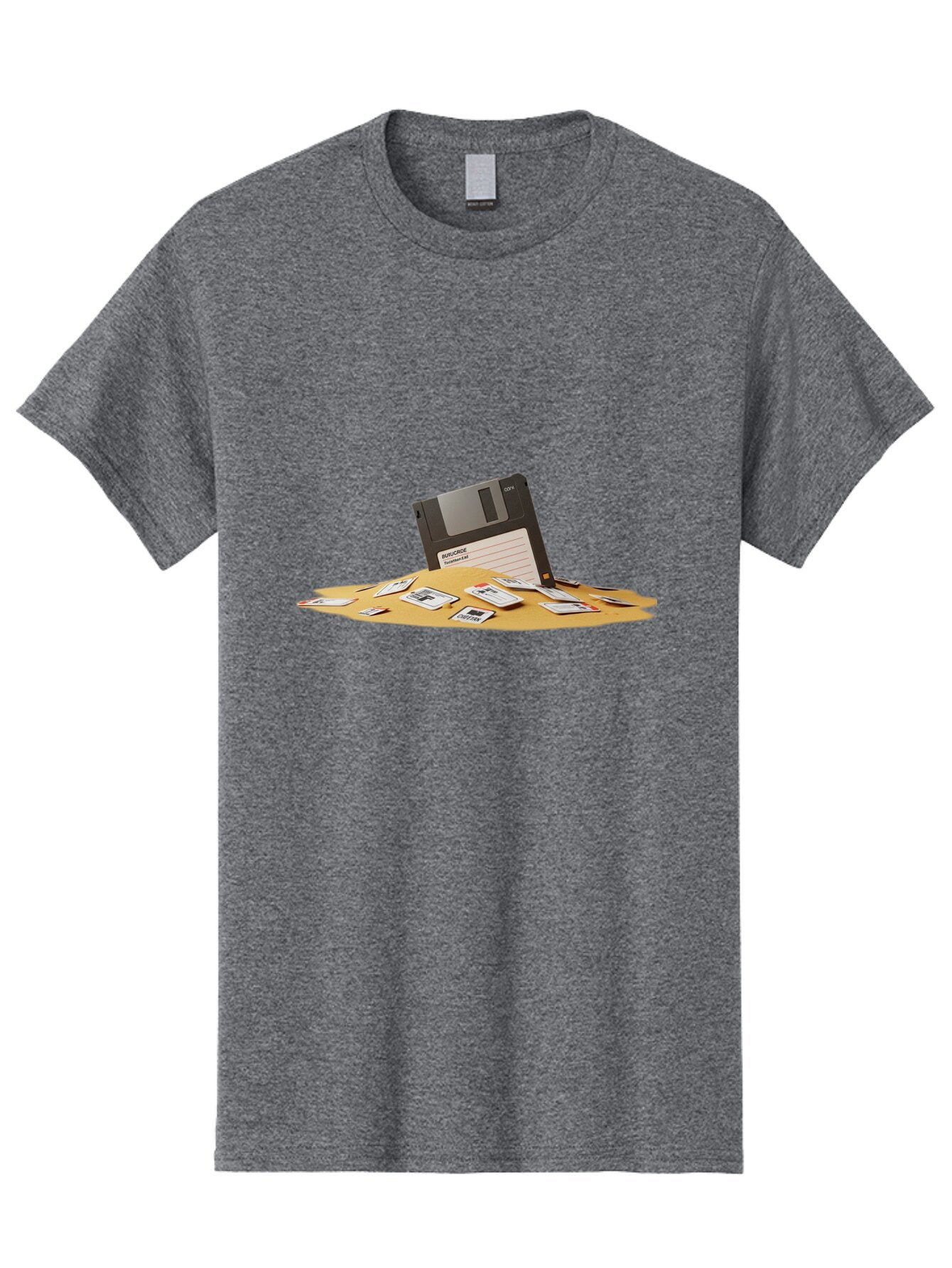 Floppy-Disk-In-Desert-Sand Men'S Graphic Tee, 100% Cotton, Comfortable Casual Summer Wear, Machine Washable, Vintage Camera, Old Camera, Antique Camera, Black Camera, Classic Photography, Photography Equipment, Nostalgic Device, Film Camera, Bao421 12