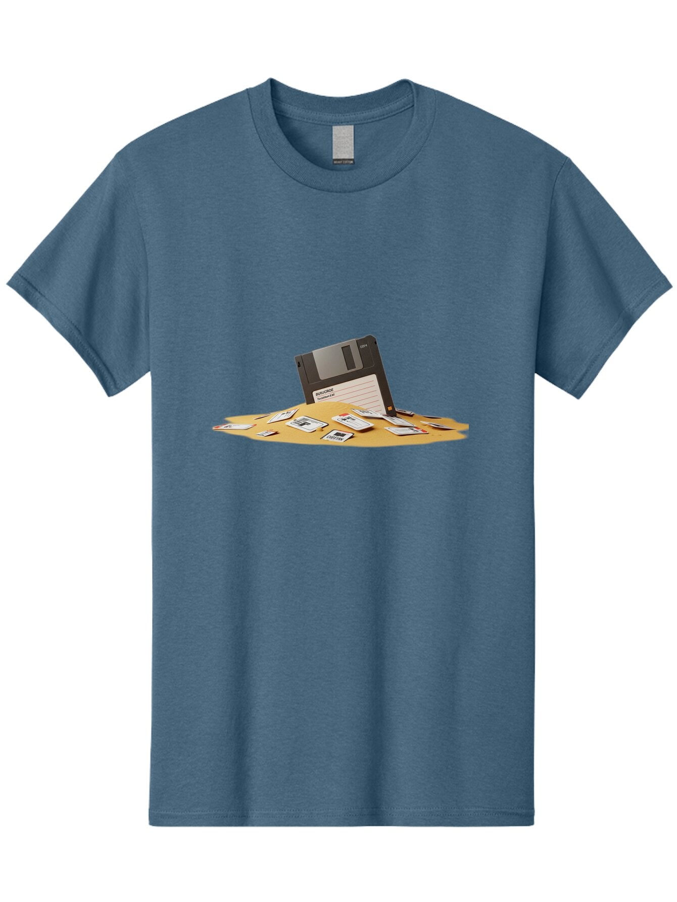 Floppy-Disk-In-Desert-Sand Men'S Graphic Tee, 100% Cotton, Comfortable Casual Summer Wear, Machine Washable, Vintage Camera, Old Camera, Antique Camera, Black Camera, Classic Photography, Photography Equipment, Nostalgic Device, Film Camera, Bao421 5