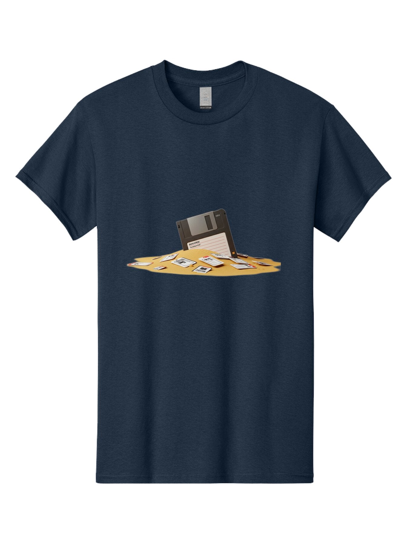 Floppy-Disk-In-Desert-Sand Men'S Graphic Tee, 100% Cotton, Comfortable Casual Summer Wear, Machine Washable, Vintage Camera, Old Camera, Antique Camera, Black Camera, Classic Photography, Photography Equipment, Nostalgic Device, Film Camera, Bao421