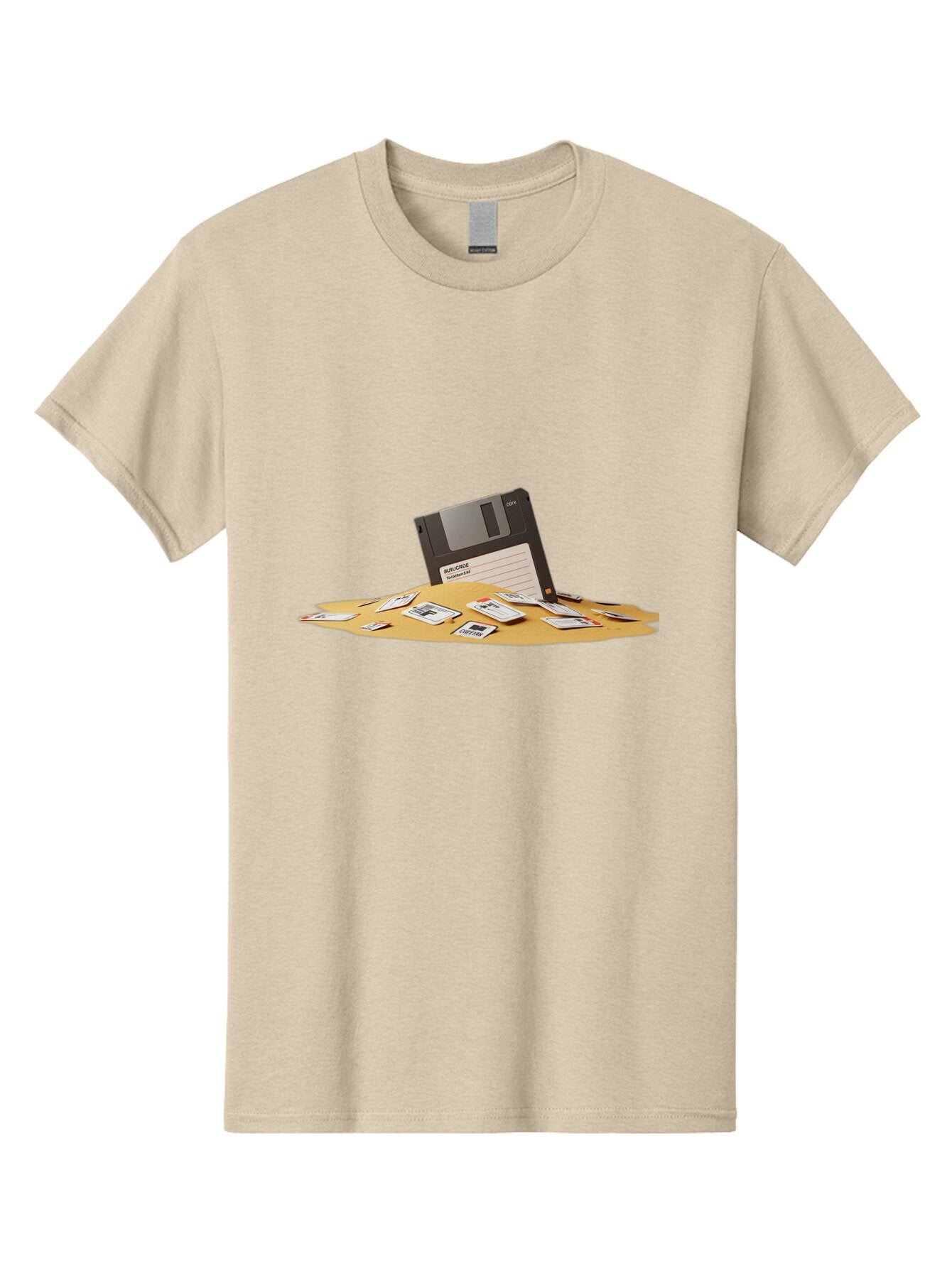 Floppy-Disk-In-Desert-Sand Men'S Graphic Tee, 100% Cotton, Comfortable Casual Summer Wear, Machine Washable, Vintage Camera, Old Camera, Antique Camera, Black Camera, Classic Photography, Photography Equipment, Nostalgic Device, Film Camera, Bao421 8