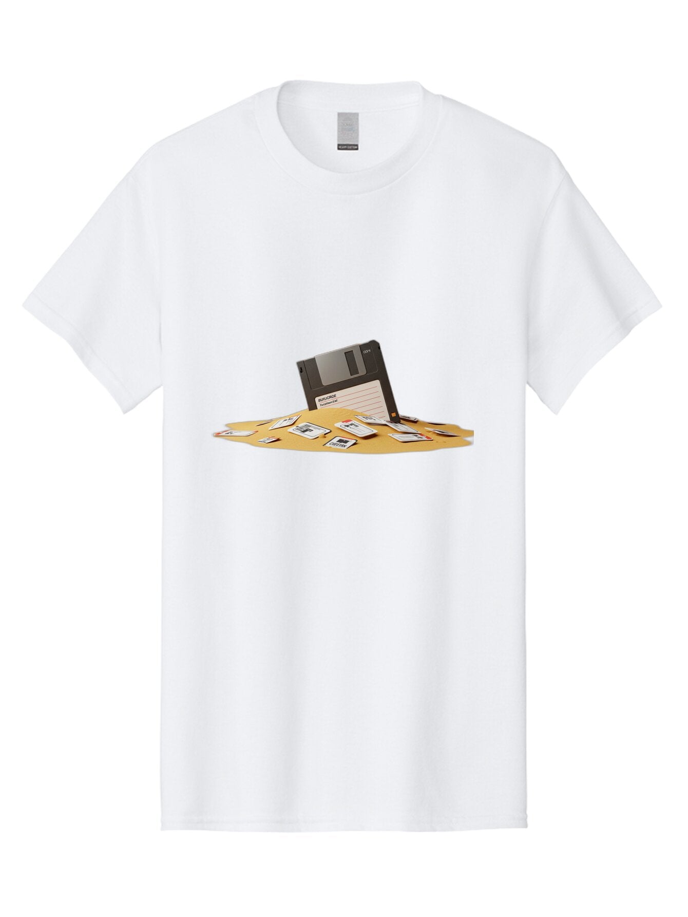 Floppy-Disk-In-Desert-Sand Men'S Graphic Tee, 100% Cotton, Comfortable Casual Summer Wear, Machine Washable, Vintage Camera, Old Camera, Antique Camera, Black Camera, Classic Photography, Photography Equipment, Nostalgic Device, Film Camera, Bao421 6