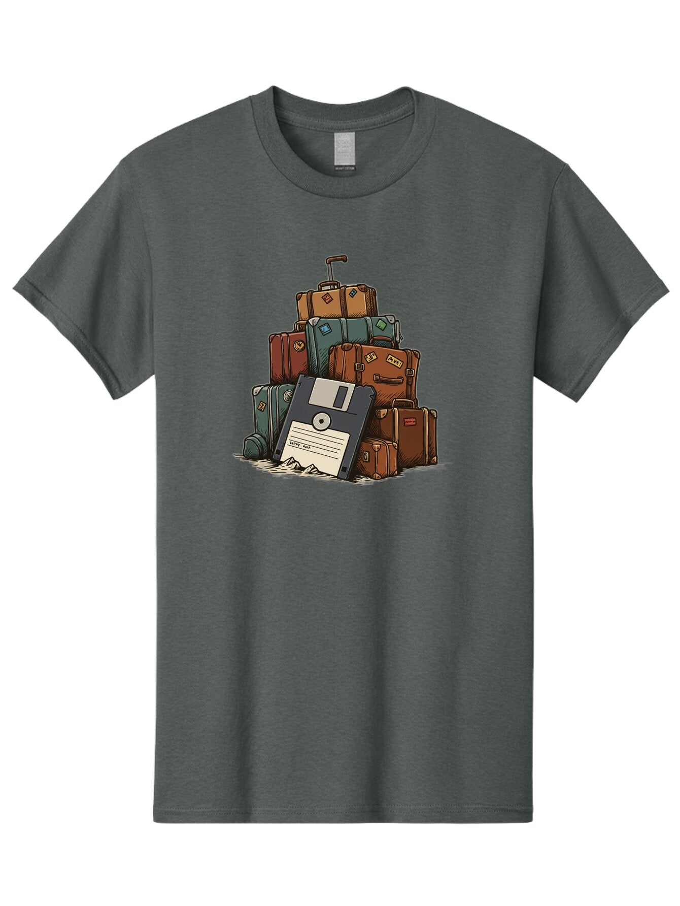 Floppy-Disk-Luggage Men'S Graphic Tee, 100% Cotton, Comfortable Casual Summer Wear, Machine Washable, Vintage Camera, Old Camera, Antique Camera, Black Camera, Classic Photography, Photography Equipment, Nostalgic Device, Film Camera, Bao422 5